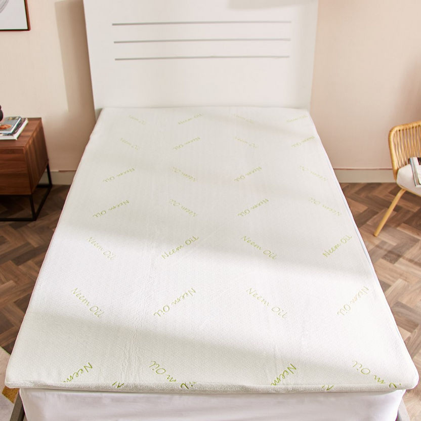 Neem Oil Infused Single Memory Foam Mattress Topper - 90x200x4 cm-Protectors and Toppers-image-0