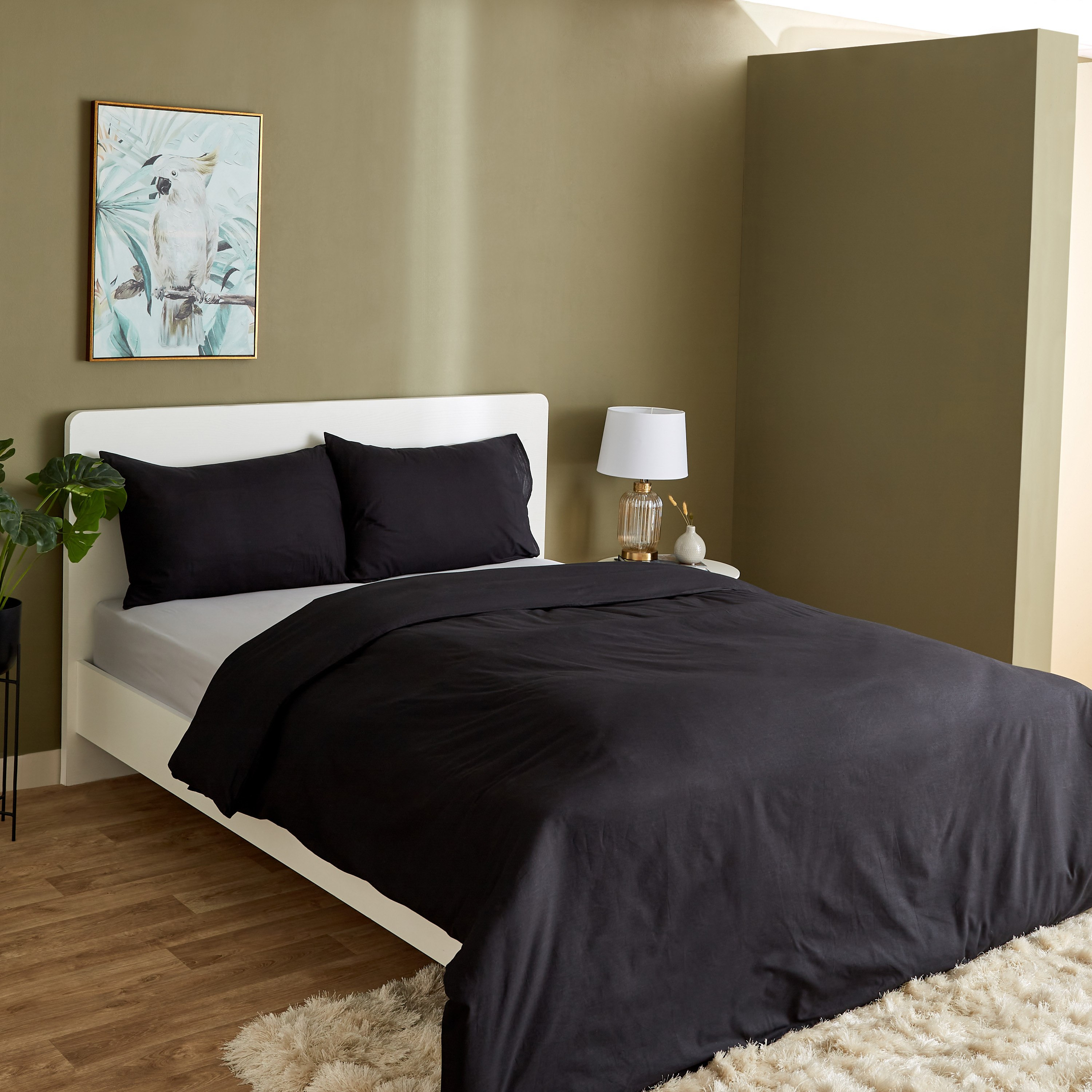 طقم غطاء لحاف كينج/كوين قطن سادة 3 قطع من ويلينجتون - 220x220 سم-hbxhomeware-hbxdecorandfurnishings-image-1