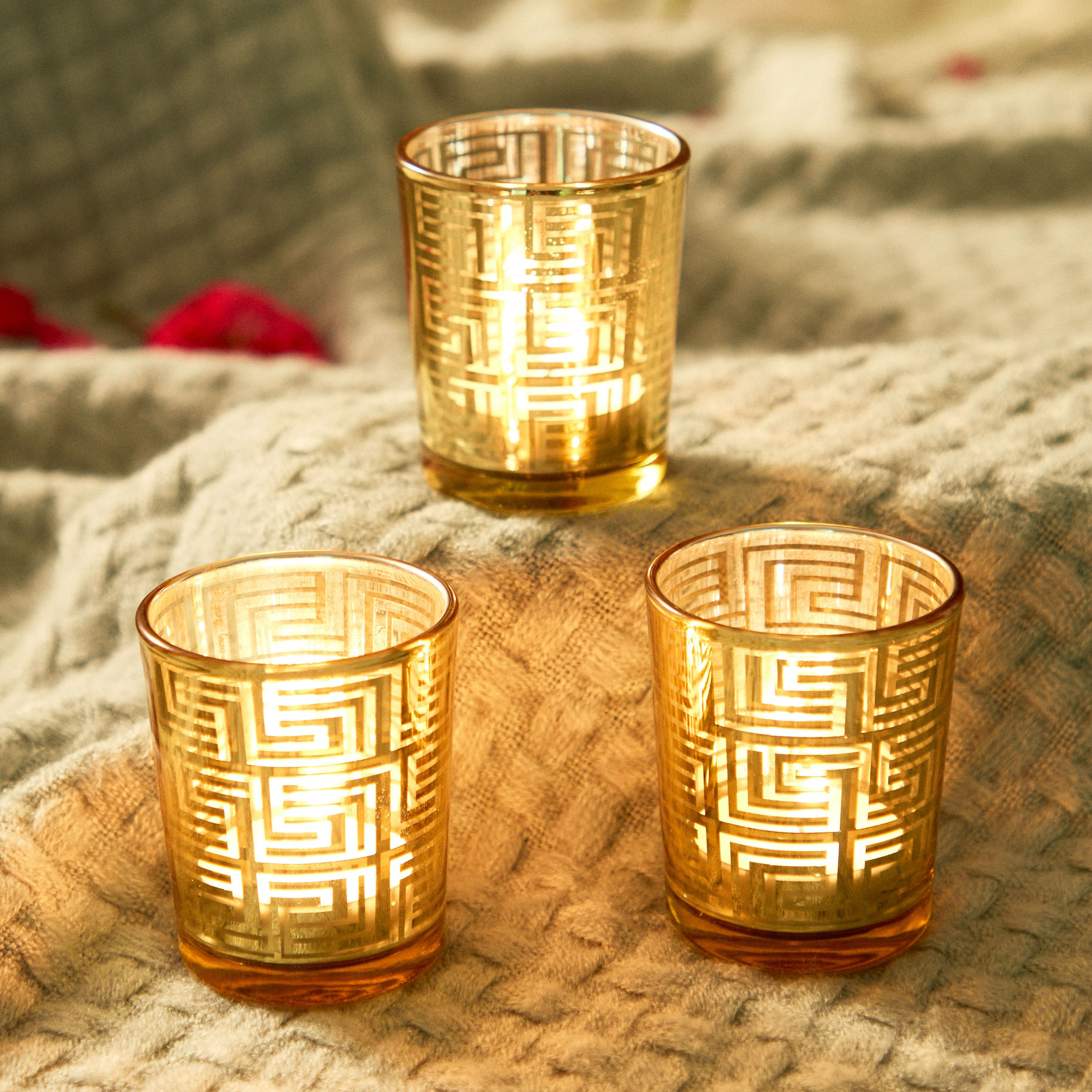 طقم حامل شموع صغيرة تصميم هندسي 3 قطع من زوها - 6x6x7 سم-hbxlivingroom-decorandaccessories-candleholders-image-1