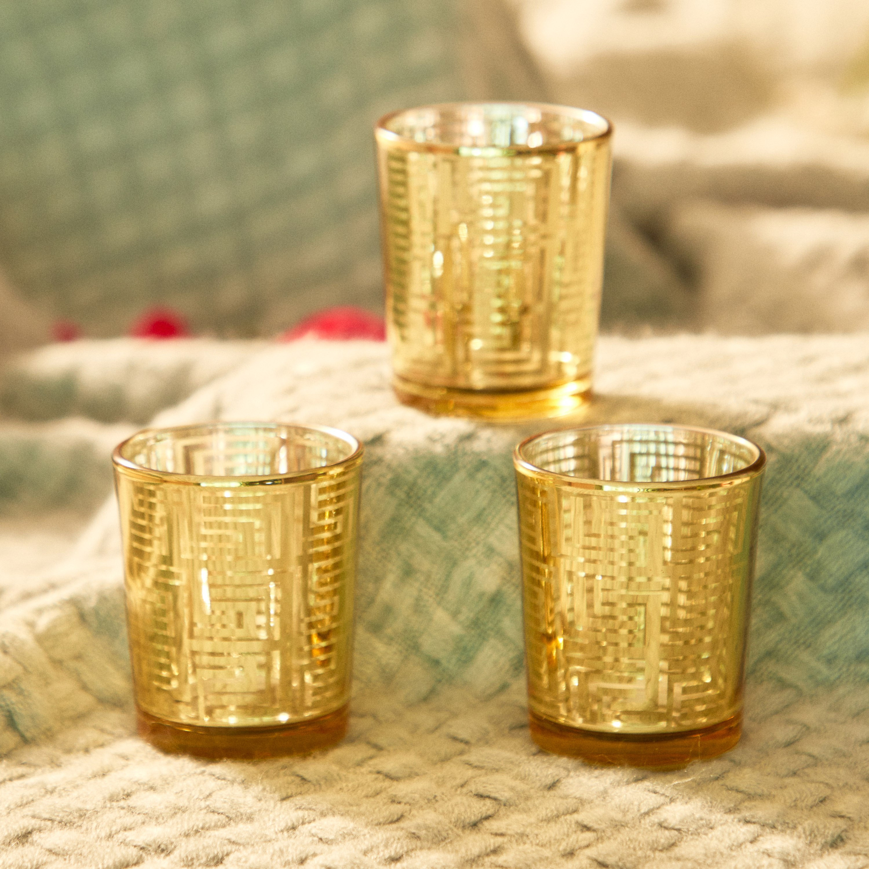 طقم حامل شموع صغيرة تصميم هندسي 3 قطع من زوها - 6x6x7 سم-hbxlivingroom-decorandaccessories-candleholders-image-2