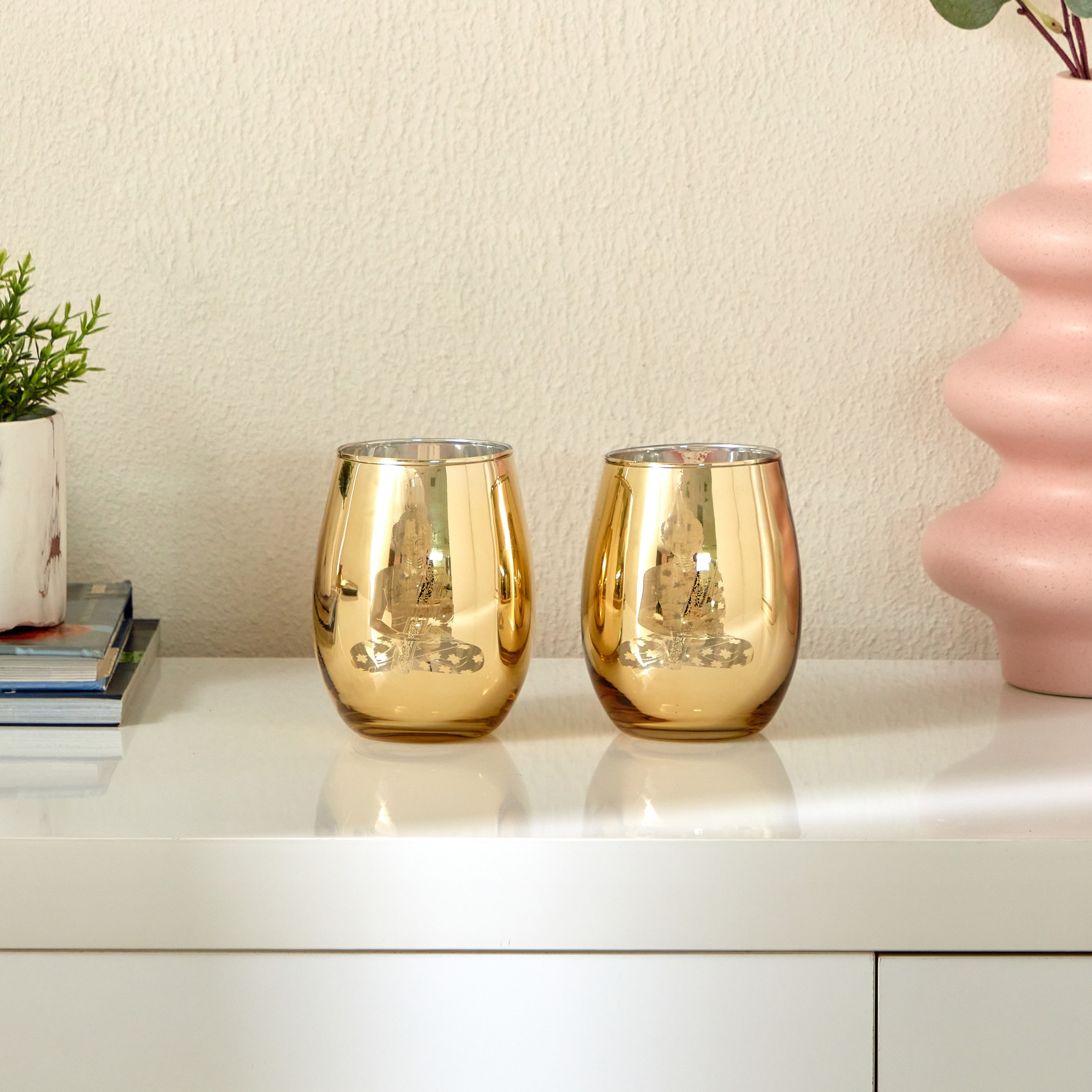 طقم حامل شموع فوتيف زجاجي بتصميم بوذا من زوها - 9.5x9.5x12 سم-hbxlivingroom-decorandaccessories-candleholders-image-2