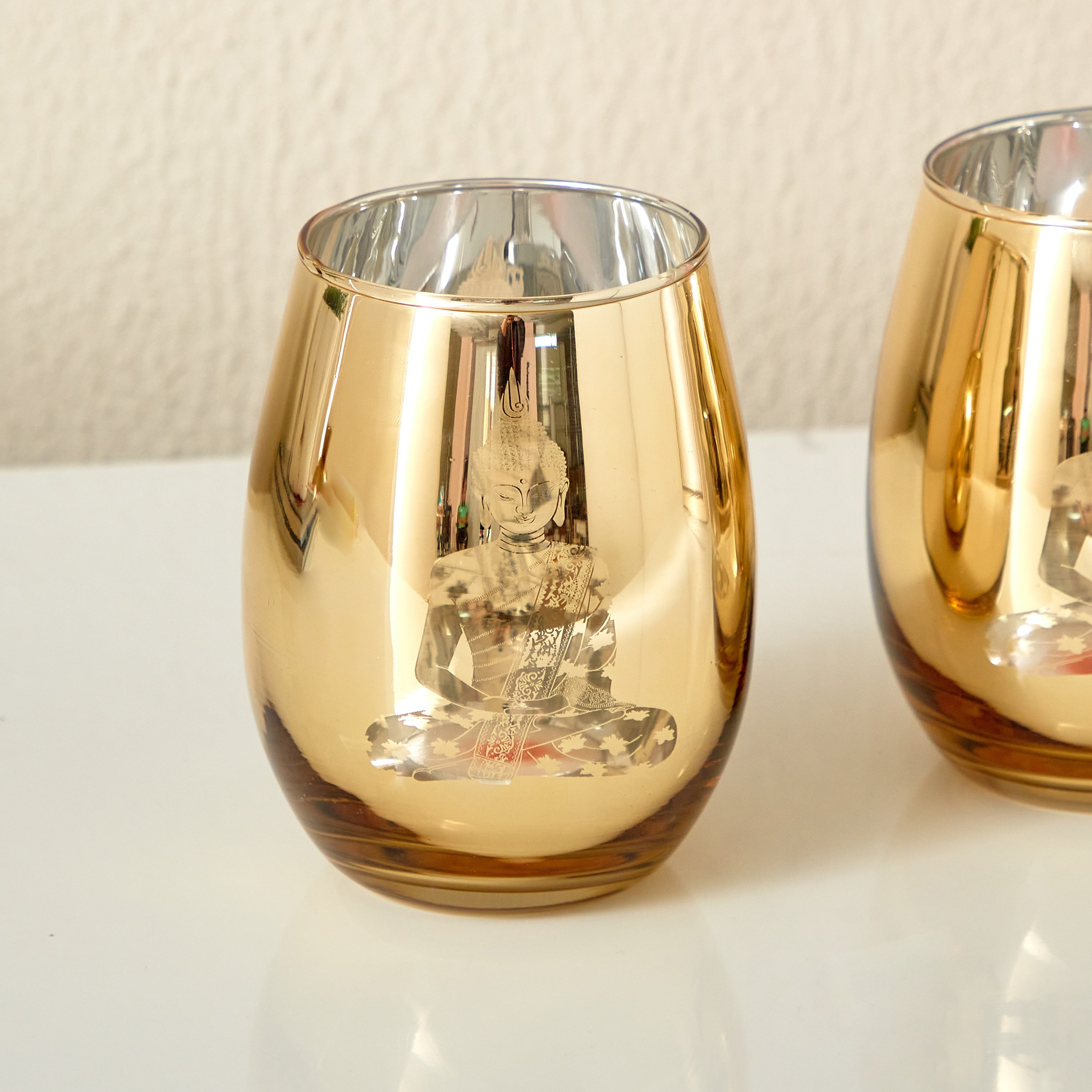 طقم حامل شموع فوتيف زجاجي بتصميم بوذا من زوها - 9.5x9.5x12 سم-hbxlivingroom-decorandaccessories-candleholders-image-3