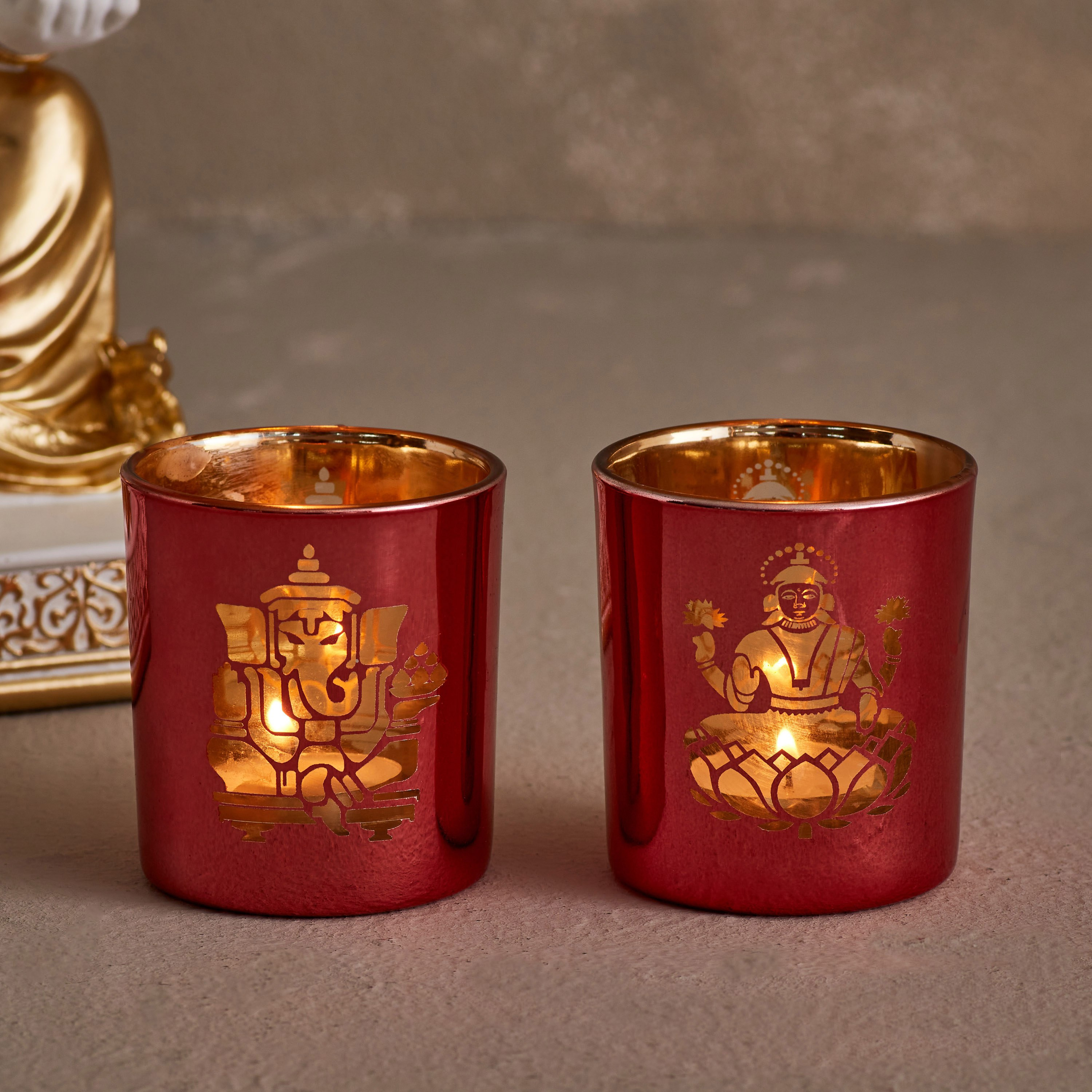 طقم حامل شموع صغيرة قطعتين من زوها - 7x7x8 سم-hbxlivingroom-decorandaccessories-candleholders-image-1