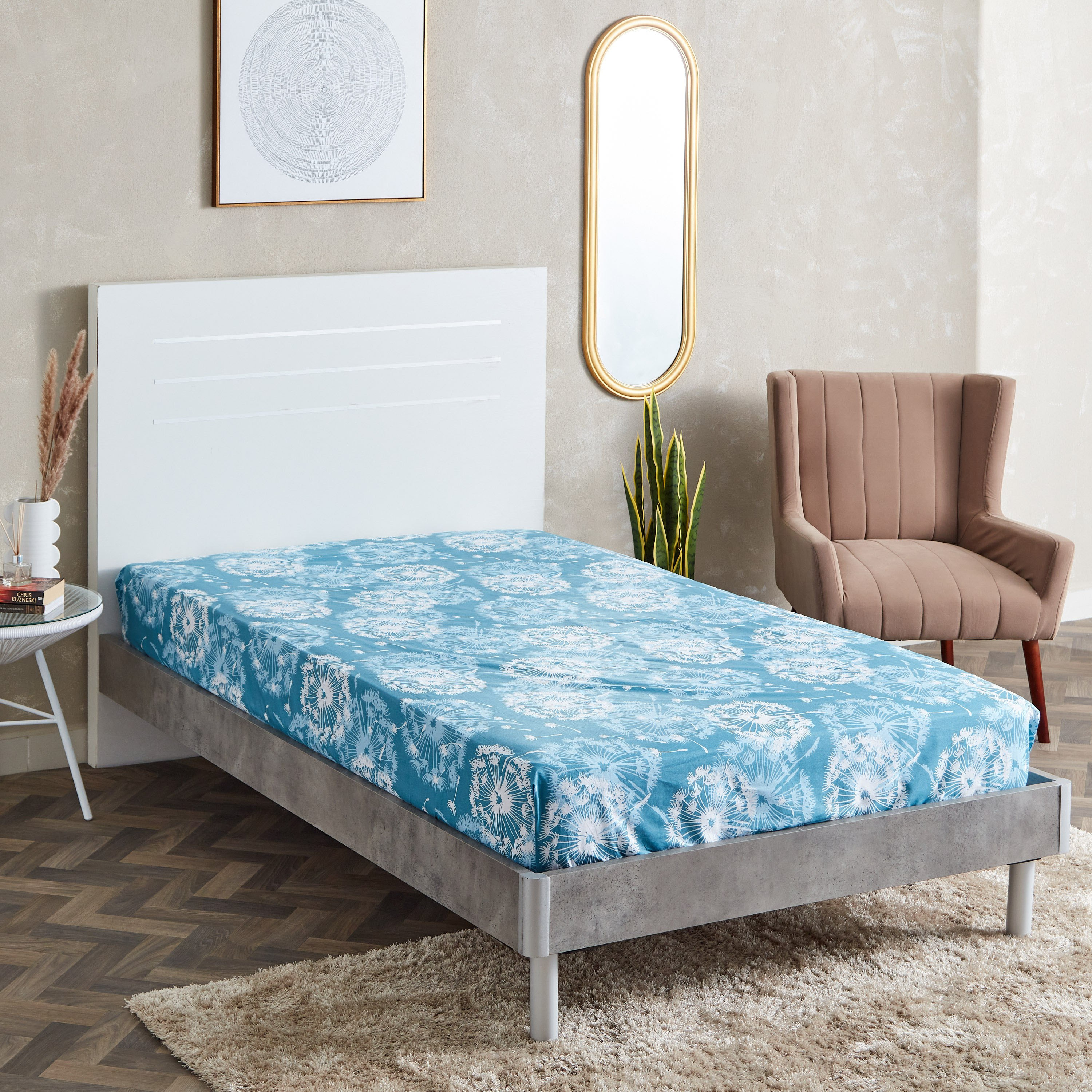 شرشف مطّاطي فردي قطن بطبعات من إستونيا - 90x200+25 سم-hbxhomeware-hbxbedroom-image-1
