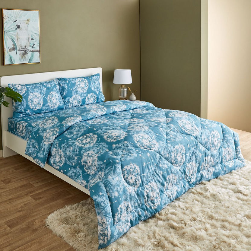 Estonia 3-Piece Dandelion Print Cotton Super King Comforter Set - 240x240 cm-Comforter Sets-image-0