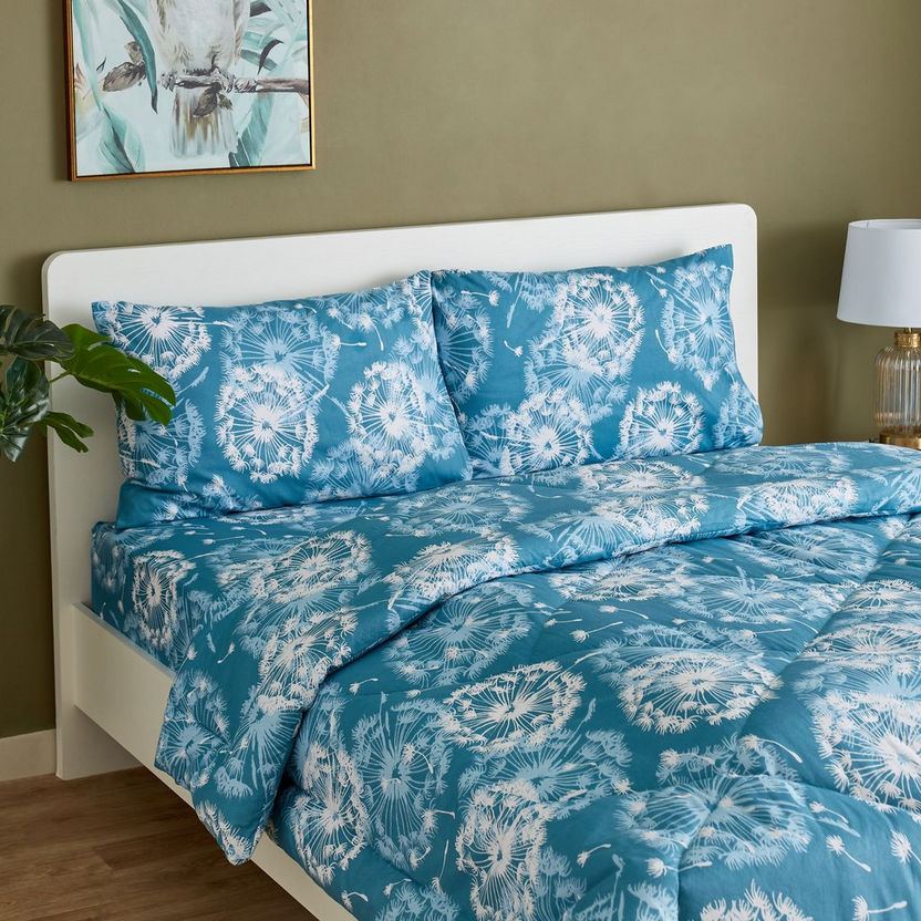 Estonia 3-Piece Dandelion Print Cotton Super King Comforter Set - 240x240 cm-Comforter Sets-image-2