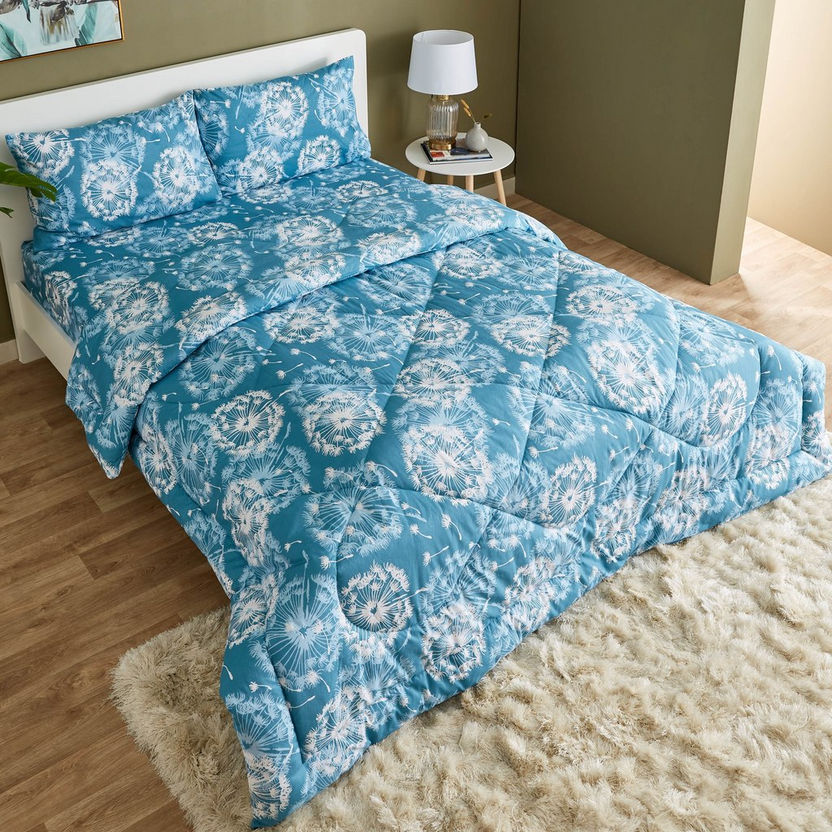 Estonia 3-Piece Dandelion Print Cotton Super King Comforter Set - 240x240 cm-Comforter Sets-image-3