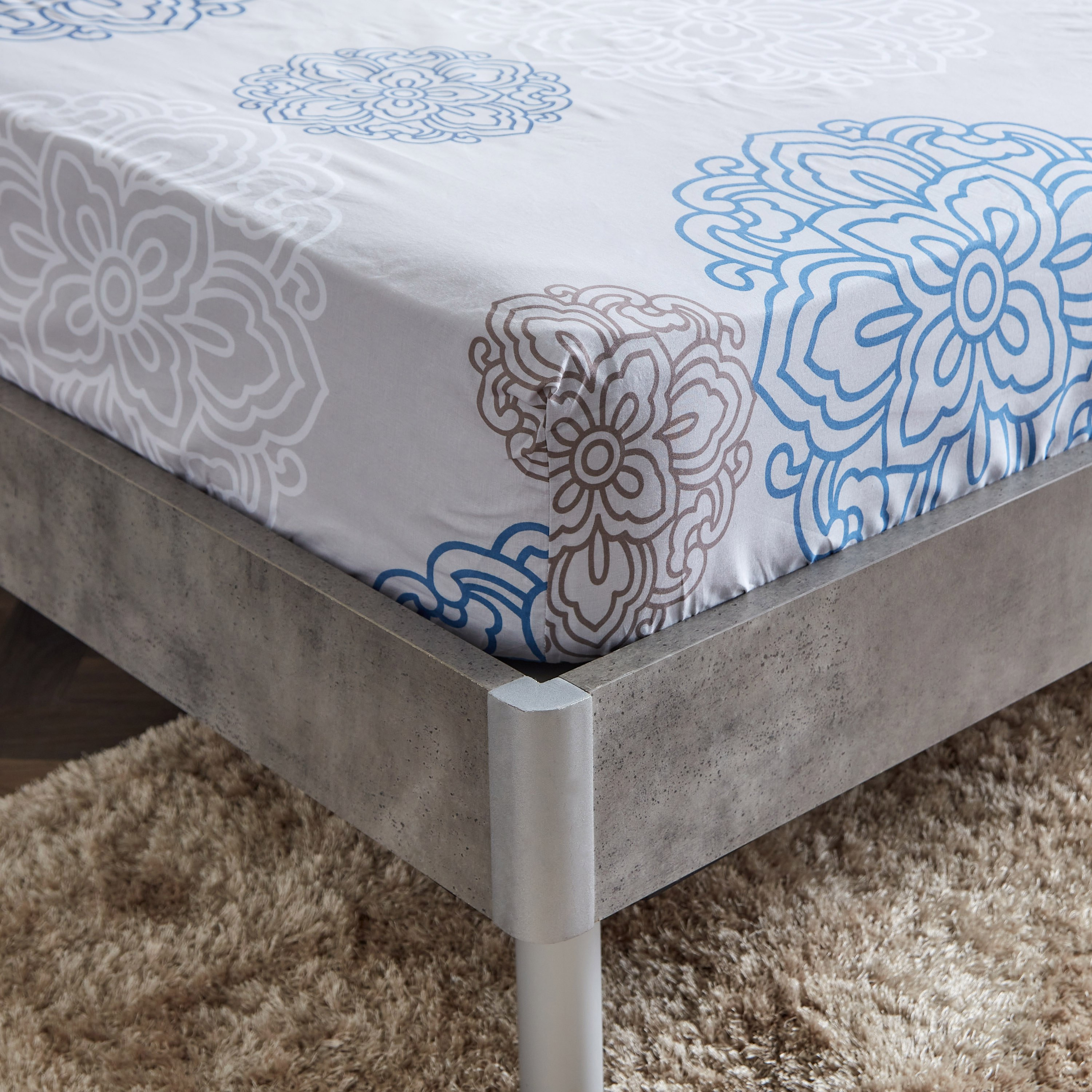 Estonia Medalion Printed Cotton Single Fitted Sheet - 90x200+25 cm-hbxhomeware-hbxbedroom-image-3