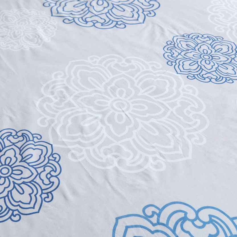 Estonia Medalion Printed Cotton Single Fitted Sheet - 90x200+25 cm-Sheets and Pillow Covers-image-3