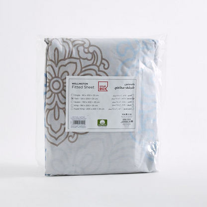 Estonia Medalion Printed Twin Cotton Fitted Sheet - 120x200+25 cms