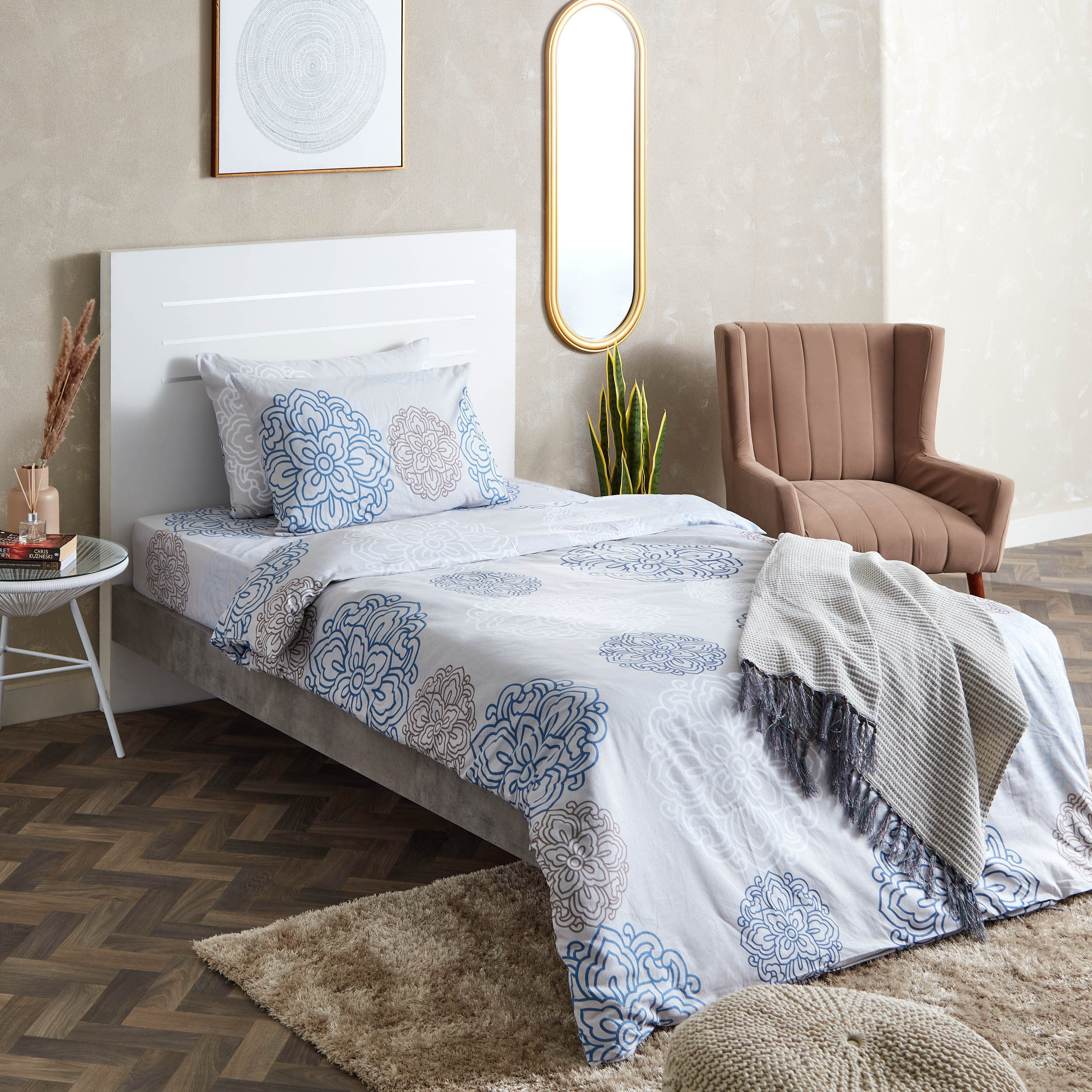 Estonia Medalion Printed Twin Cotton Flat Sheet - 170x260 cm-hbxhomeware-hbxbedroom-image-7