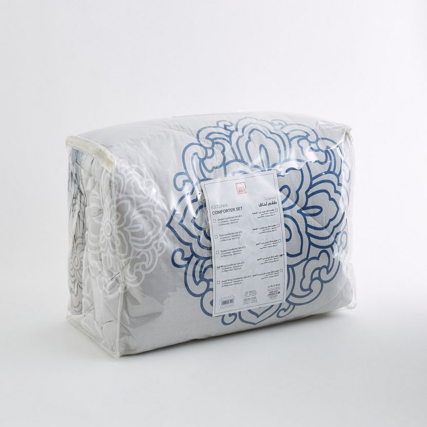Estonia Medalion Printed 3-Piece Cotton King Comforter Set - 220x240 cm-Comforter Sets-image-9