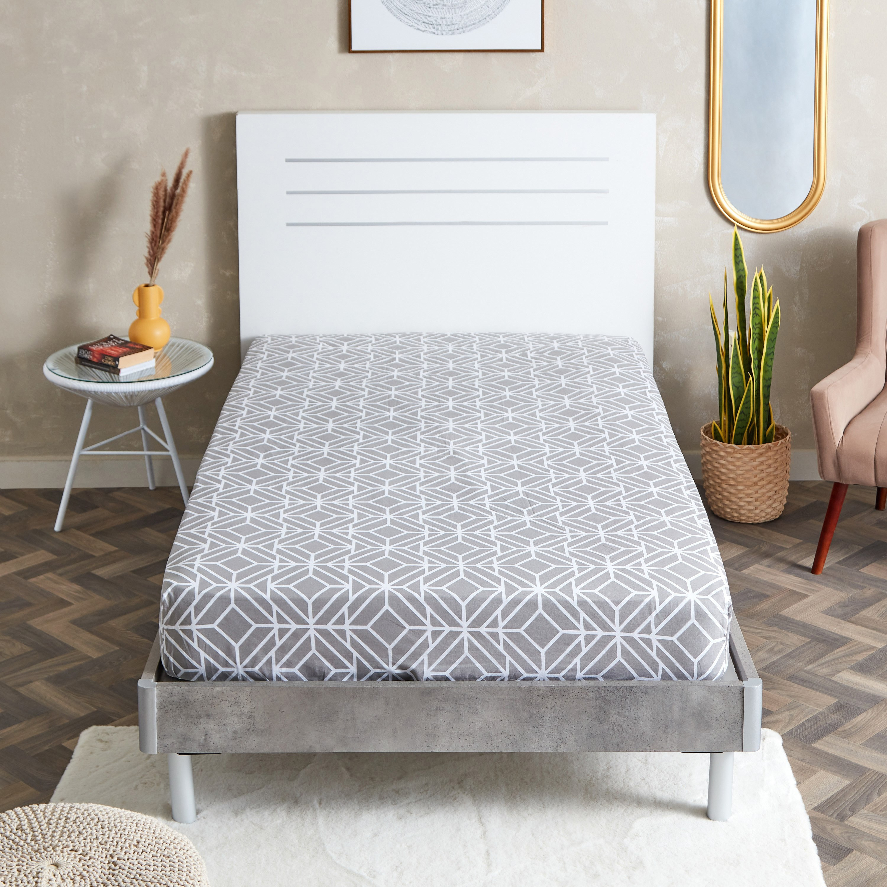 شرشف مطّاطي فردي قطن بطبعات من إستونيا - 90x200+25 سم-hbxhomeware-bedding-fittedsheets-image-2