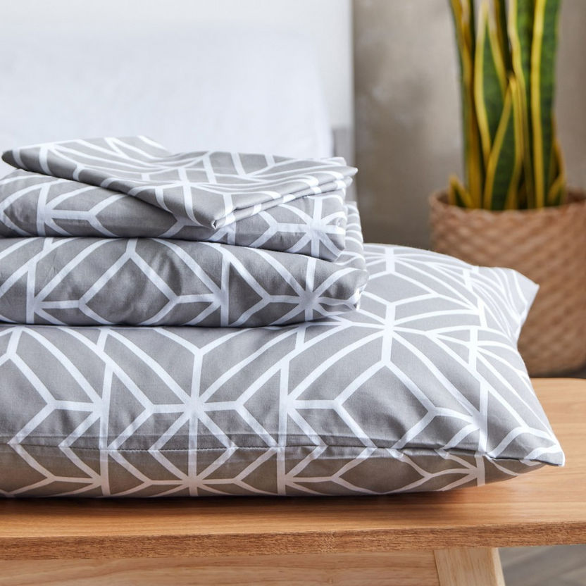 Estonia Rhombus Print Cotton Single Fitted Sheet - 90x200+25 cm-Sheets and Pillow Covers-image-6