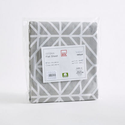 Estonia Rhombus Printed Twin Cotton Flat Sheet - 170x260 cm