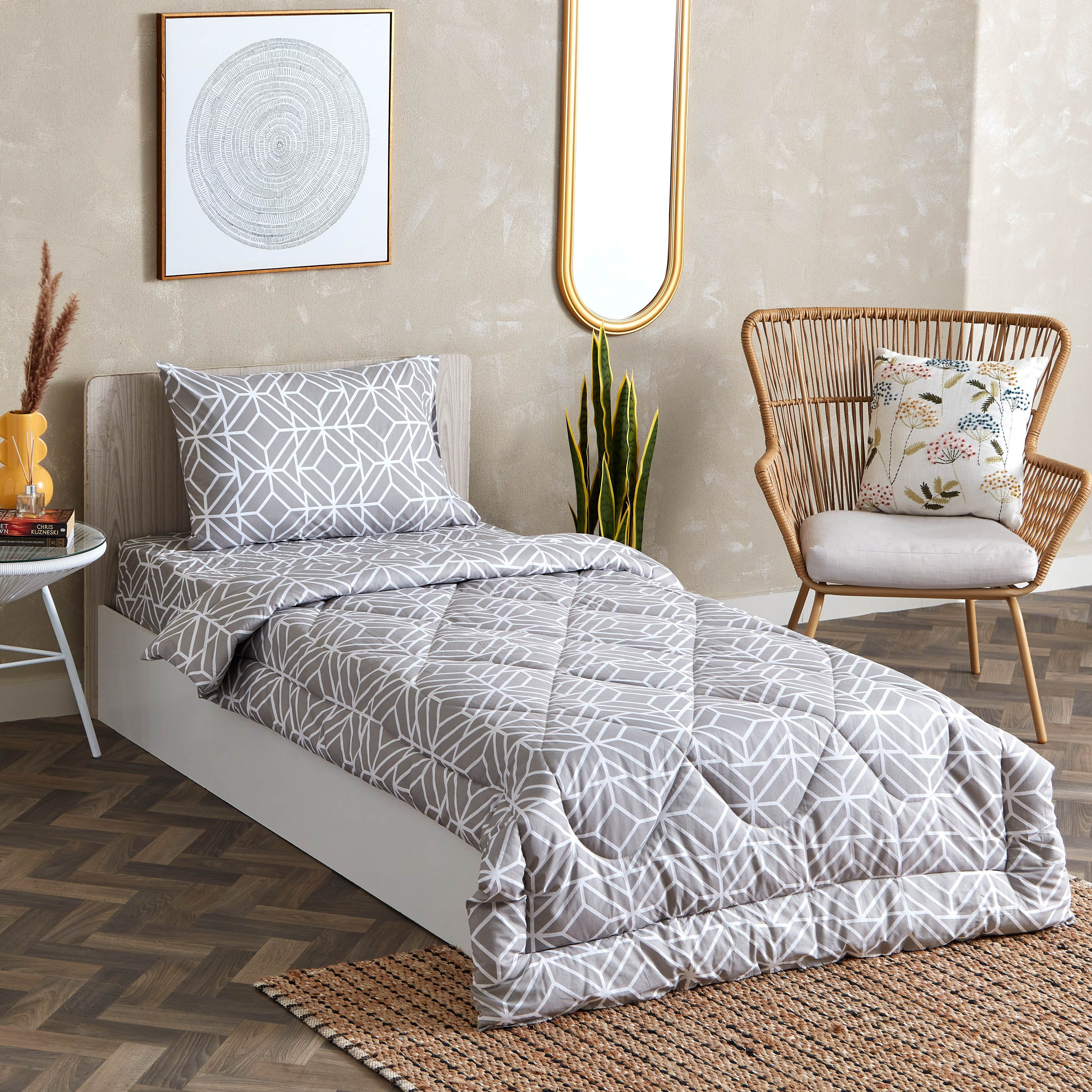 Estonia Rhombus 2-Piece Cotton Printed Single Comforter Set - 135x220 cm-hbxhomeware-hbxdecorandfurnishings-image-1