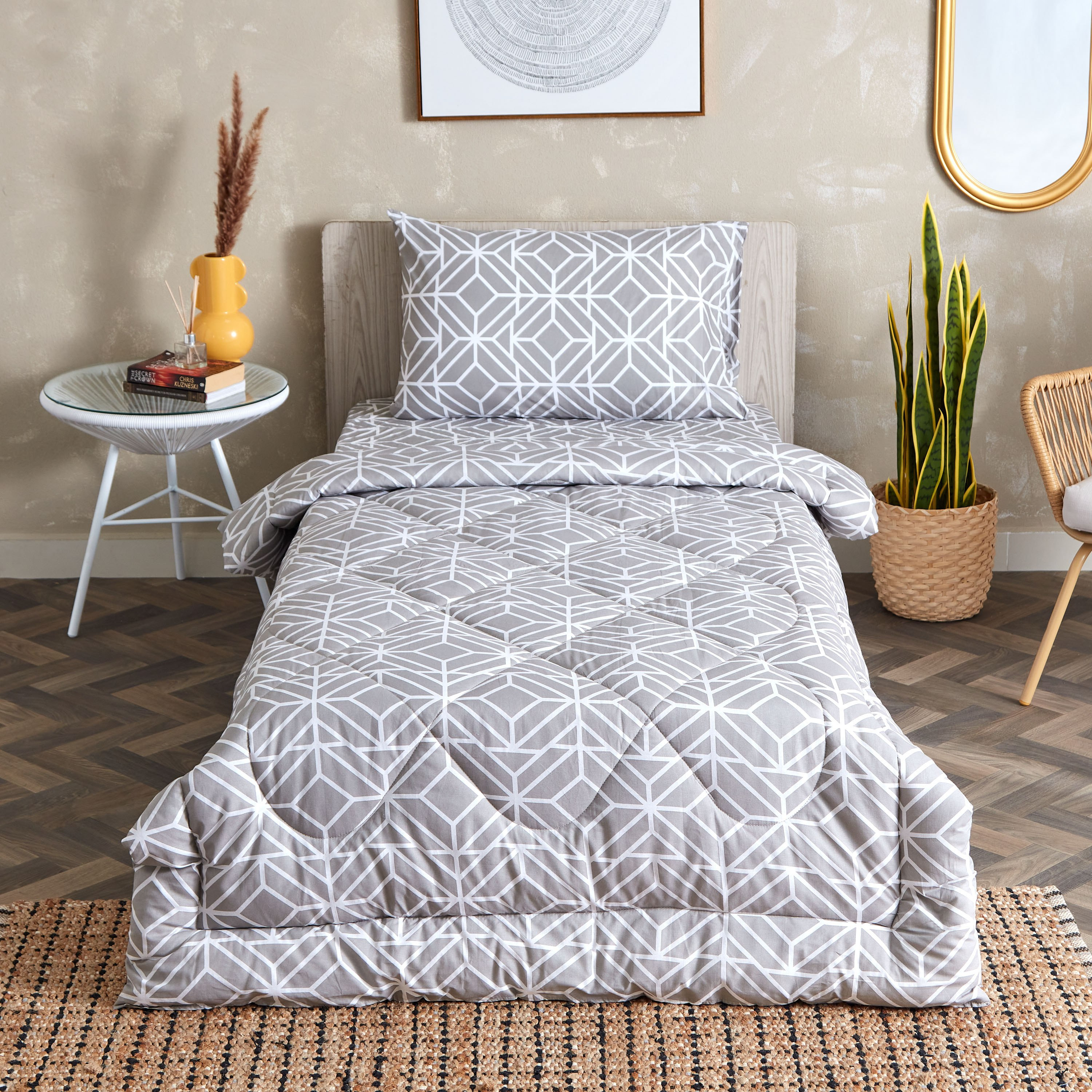 Estonia Rhombus 2-Piece Cotton Printed Single Comforter Set - 135x220 cm-hbxhomeware-hbxdecorandfurnishings-image-2