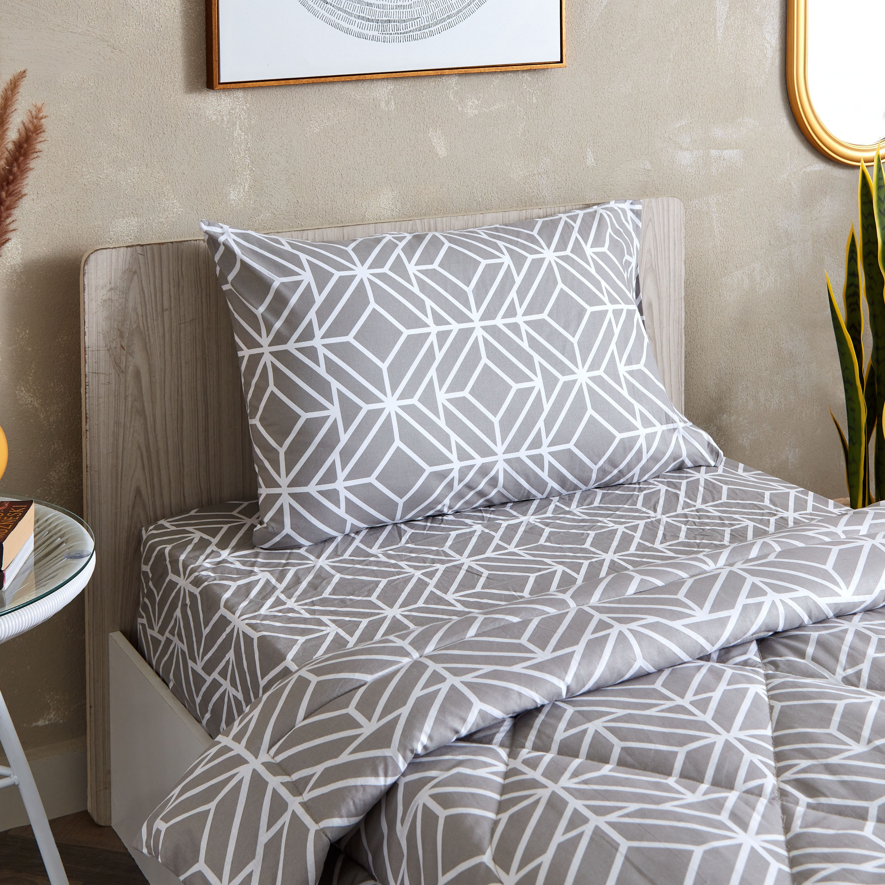 Estonia Rhombus 2-Piece Cotton Printed Single Comforter Set - 135x220 cm-hbxhomeware-hbxdecorandfurnishings-image-5