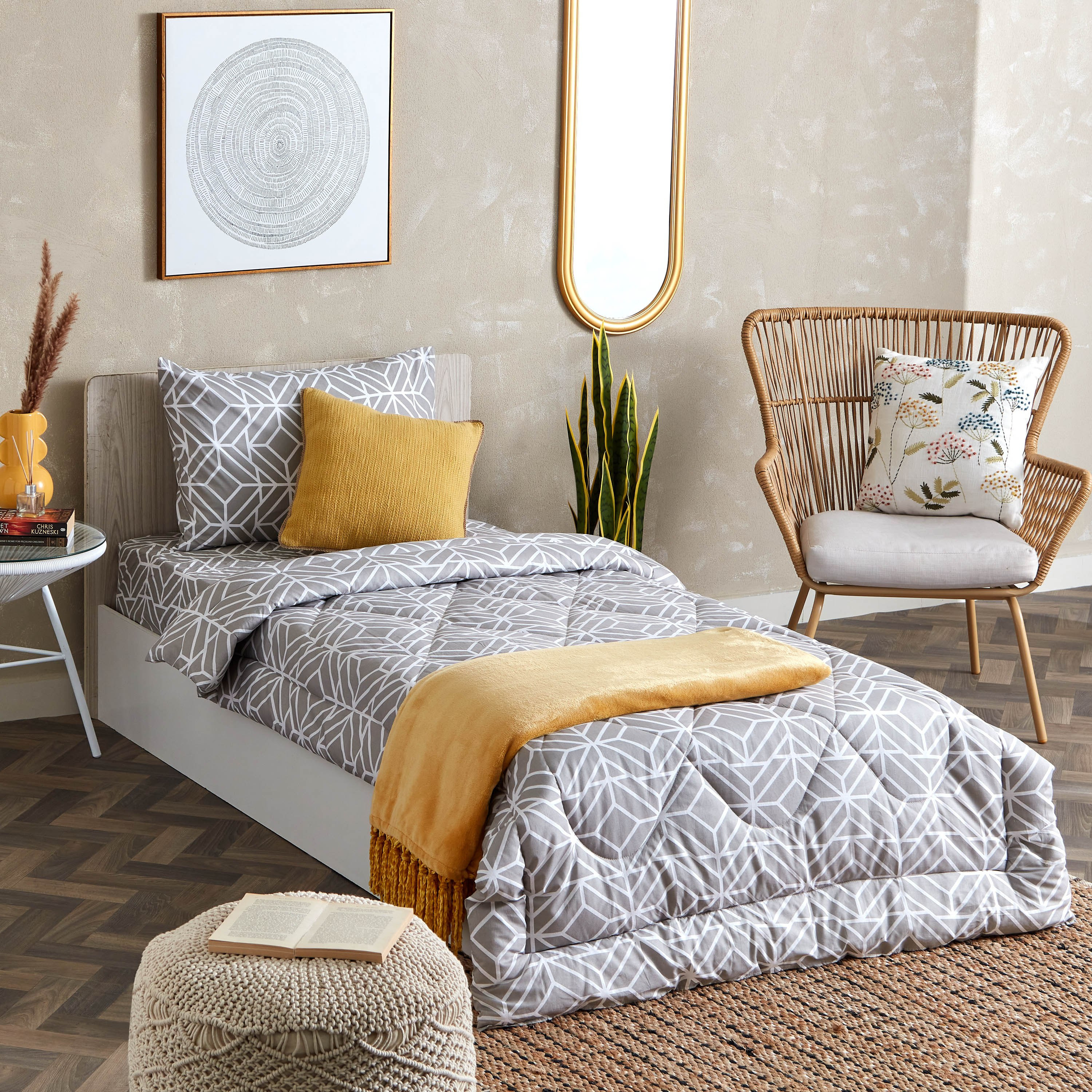 Estonia Rhombus 2-Piece Cotton Printed Single Comforter Set - 135x220 cm-hbxhomeware-hbxdecorandfurnishings-image-8