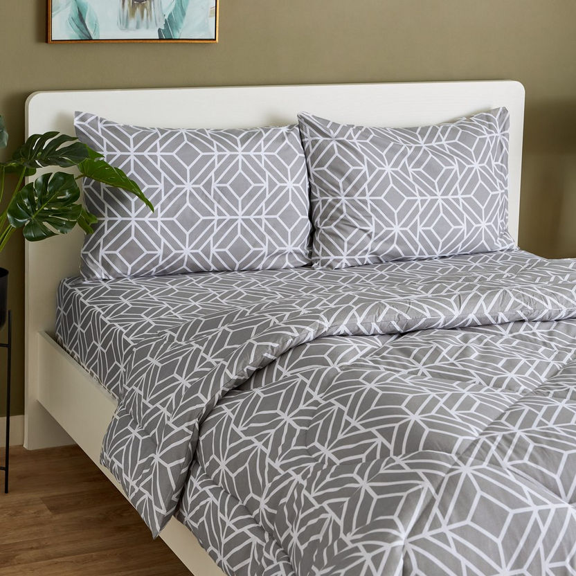 Estonia 3-Piece Rhombus Print Cotton Queen Comforter Set - 200x240 cm-Comforter Sets-image-2