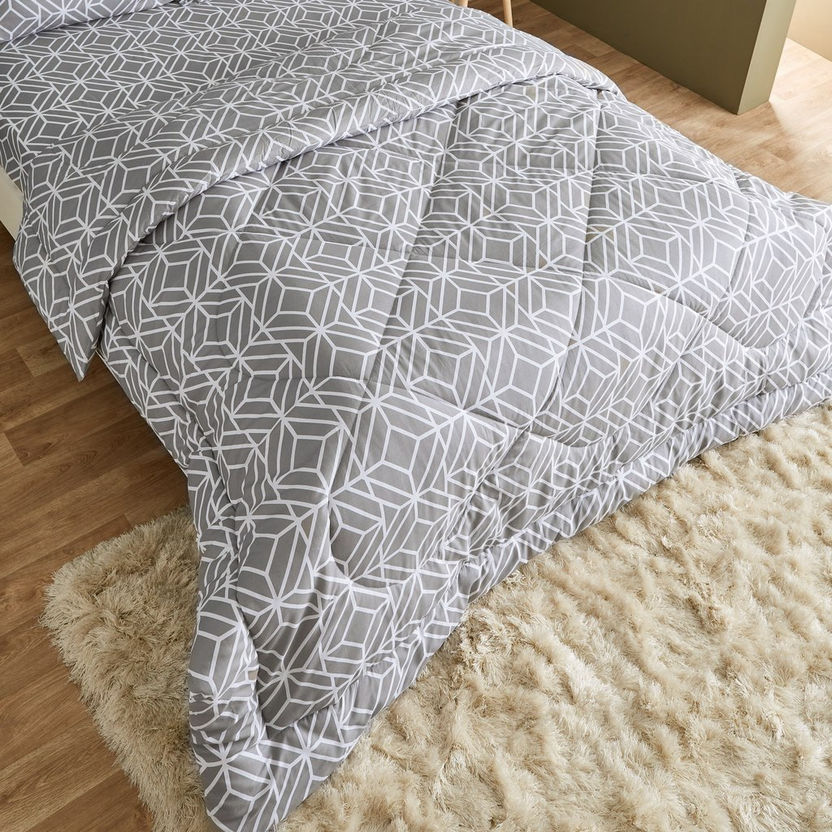 Estonia 3-Piece Rhombus Print Cotton Queen Comforter Set - 200x240 cm-Comforter Sets-image-3