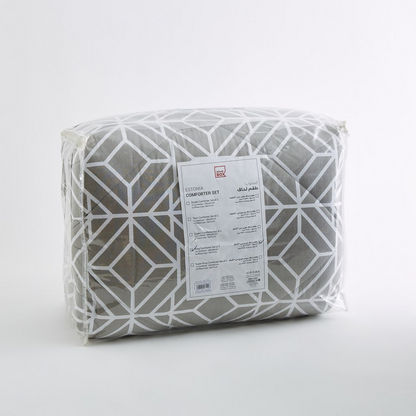 Estonia Rhombus Printed 3-Piece Cotton King Comforter Set - 220x240 cm-Comforter Sets-image-9