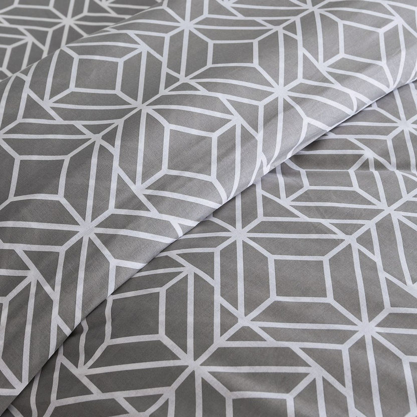 Estonia 3-Piece Rhombus Print Cotton Super King Duvet Cover Set - 240x220 cm-Duvet Covers-image-5