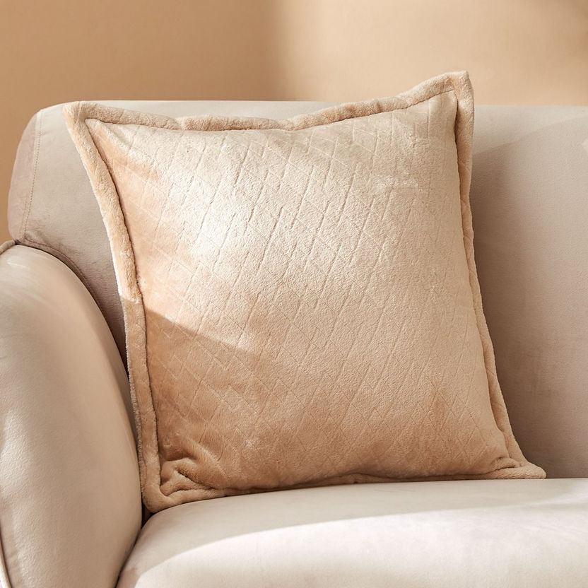 Lavish Diamond Embossed Solid Flannel Cushion Cover - 45x45 cm-Cushion Covers-image-0