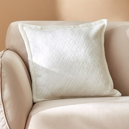 Lavish Diamond Embossed Solid Flannel Cushion Cover - 45x45 cm
