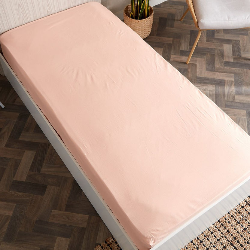 Wellington Solid Cotton Single Fitted Sheet - 90x200+25 cm-Sheets and Pillow Covers-image-2