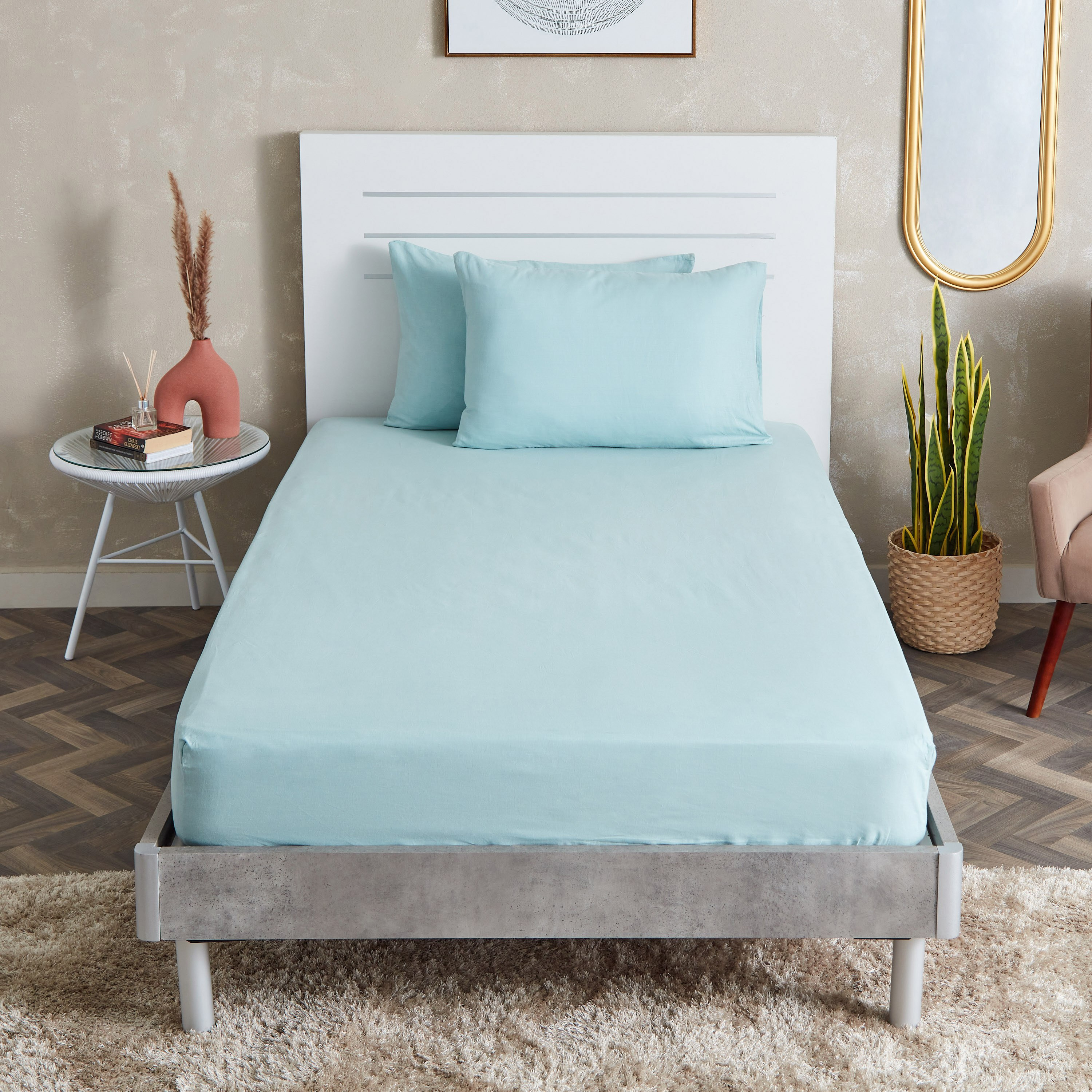 شرشف مطاطي فردي قطن سادة من ويلينجتون - 90x200+25 سم-hbxhomeware-hbxbedroom-image-2