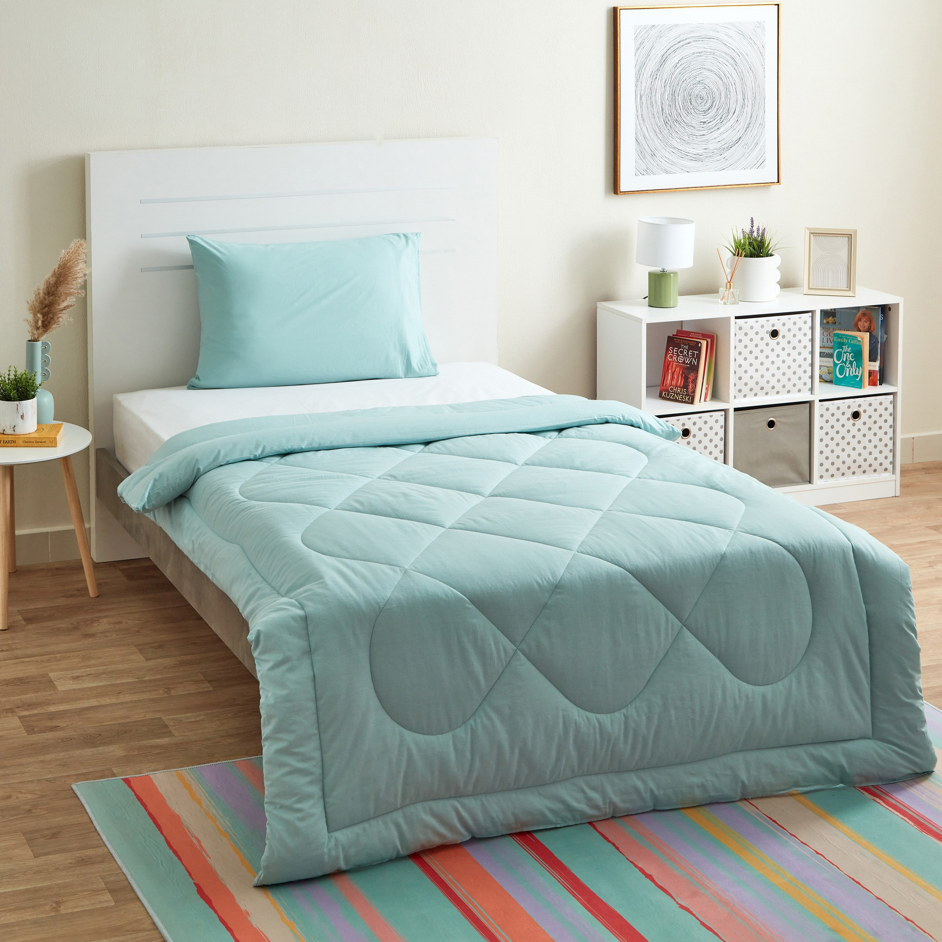 طقم لحاف مزدوج قطني سادة قطعتين من ويلنجتون - 160x220 سم-hbxhomeware-hbxdecorandfurnishings-image-1