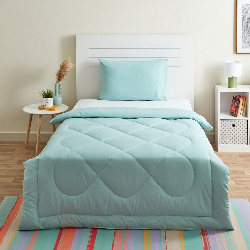 Wellington 2-Piece Solid Cotton Twin Comforter Set - 160x220 cm-Comforter Sets-image-1