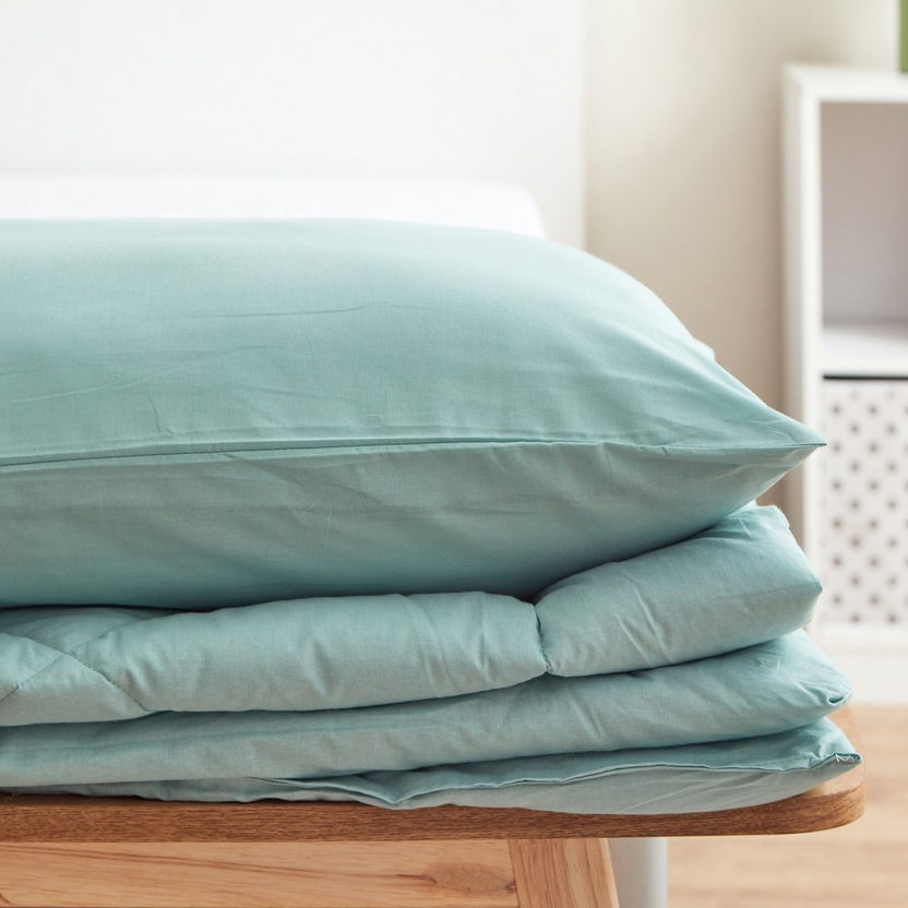 Wellington 2-Piece Solid Cotton Twin Comforter Set - 160x220 cm-Comforter Sets-image-5