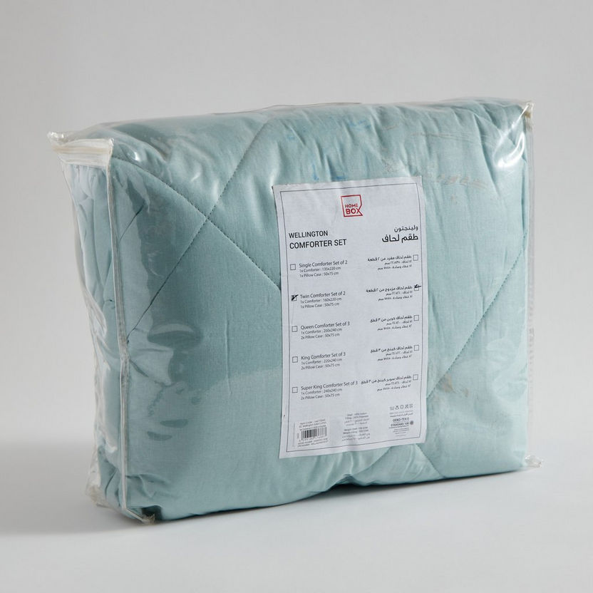Wellington 2-Piece Solid Cotton Twin Comforter Set - 160x220 cm-Comforter Sets-image-7