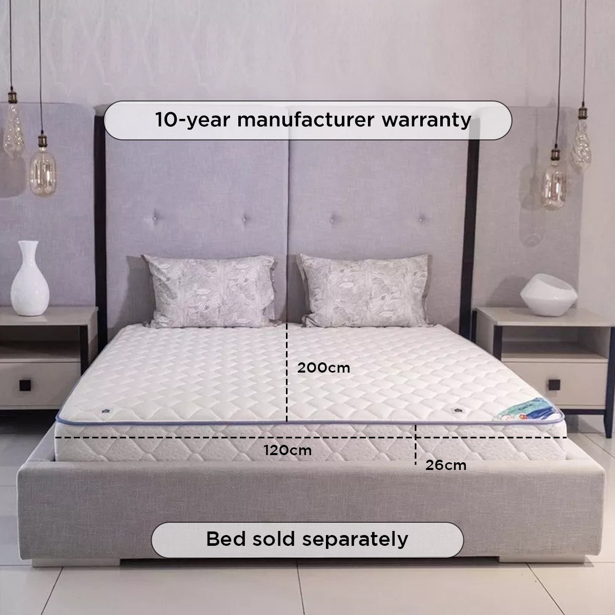 SleepLuxe iCool Gel infused Memory Foam Medium Firm Pocket Spring Twin Mattress - 120x200x25 cm-hbxfurniture-mattresses-twin-image-15