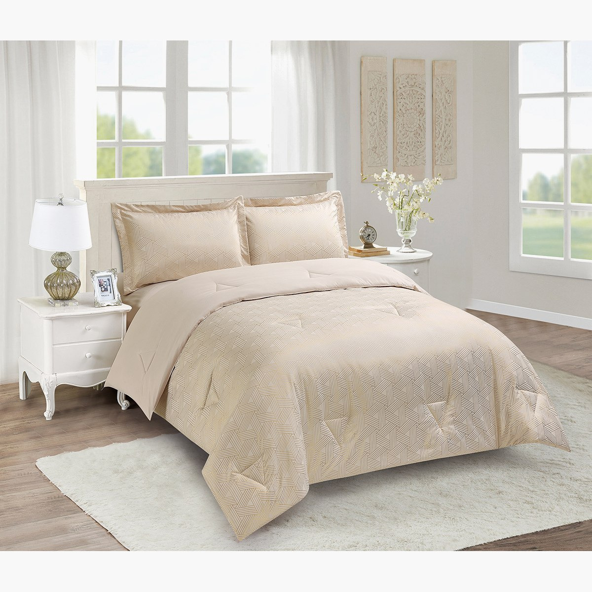 طقم لحاف كينج ألياف دقيقة بطبعات 3 قطع من ألينكا - 220x240 سم-hbxhomeware-hbxdecorandfurnishings-image-1