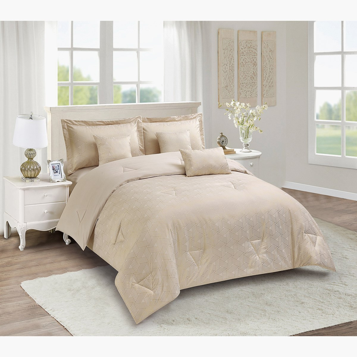 طقم لحاف كينج بطبعات فويل 7 قطع من ألينكا - 220x240 سم-hbxhomeware-hbxdecorandfurnishings-image-1