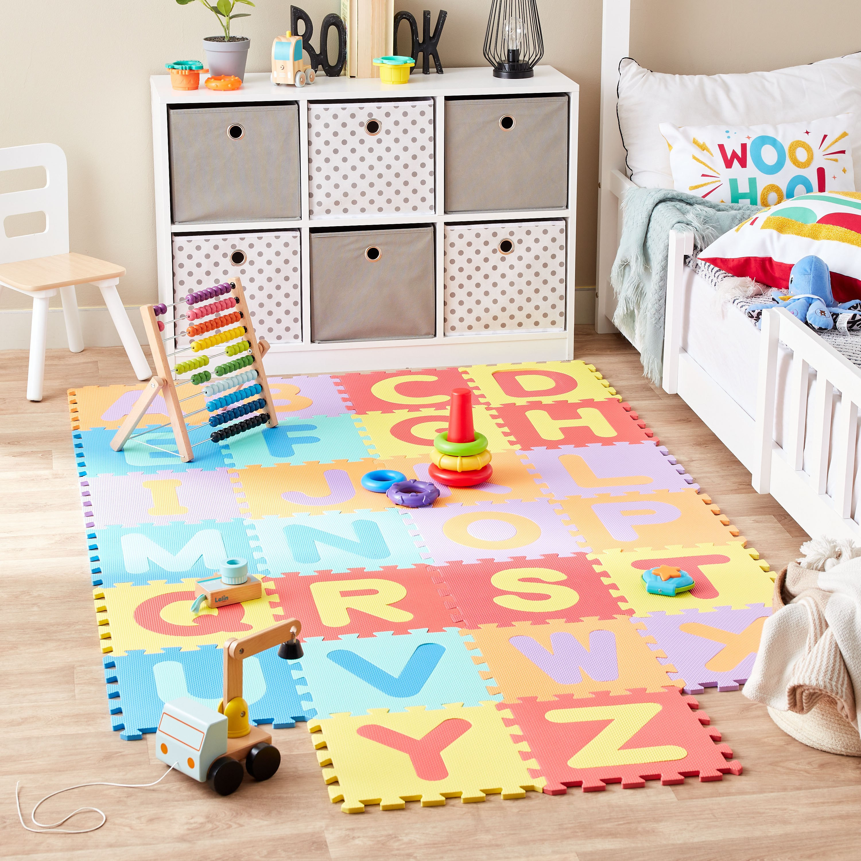 حصيرة إسفنجية 26 قطعة بتفريغات الحروف الأبجدية من ميستيفاي - 31.5 × 31.5 × 1 سم-hbxhomeware-hbxkidsandyouth-image-5