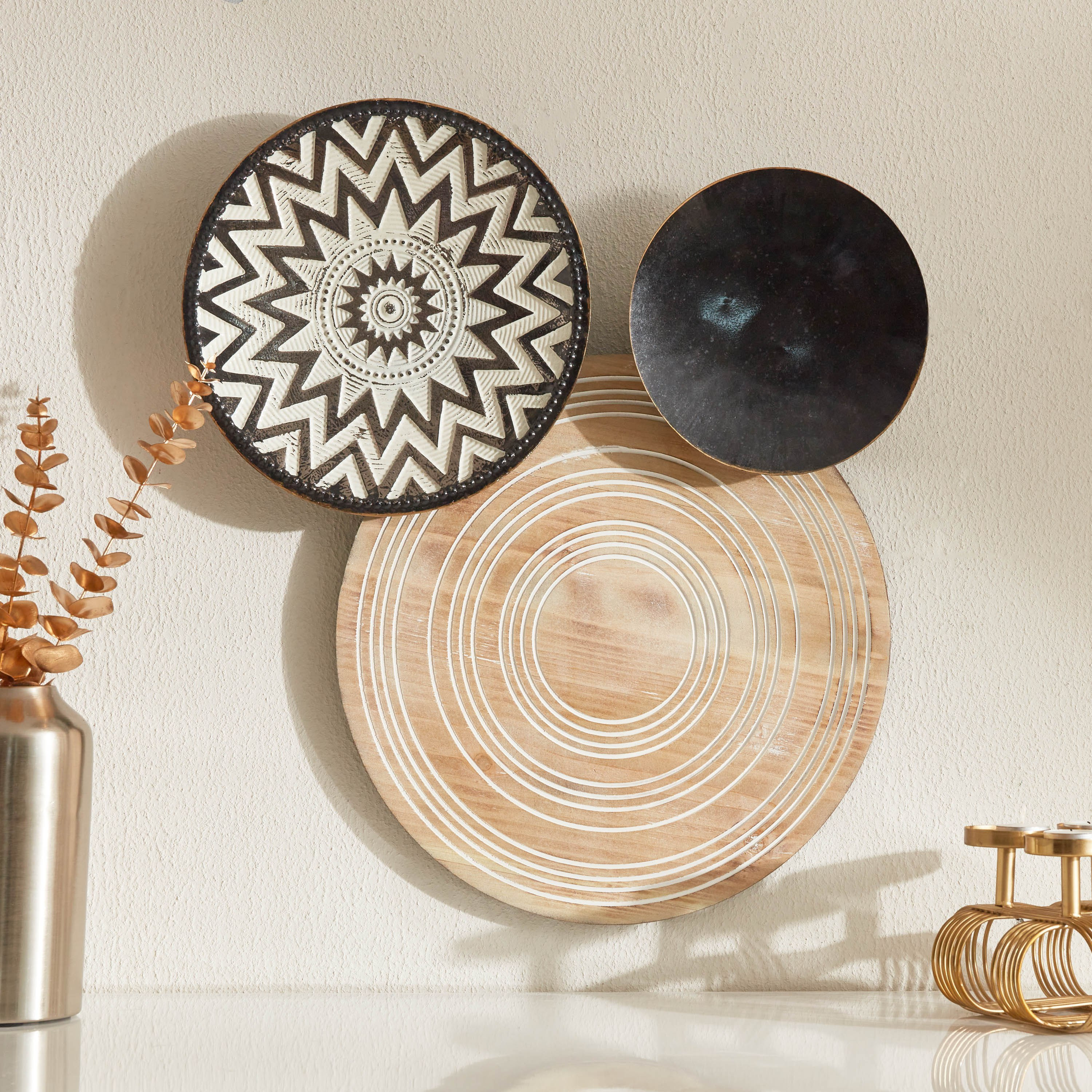 Ema Metal and Wood Wall Decor - 63.5x7x53 cm-hbxdiningroom-walldecor-wallart-image-1
