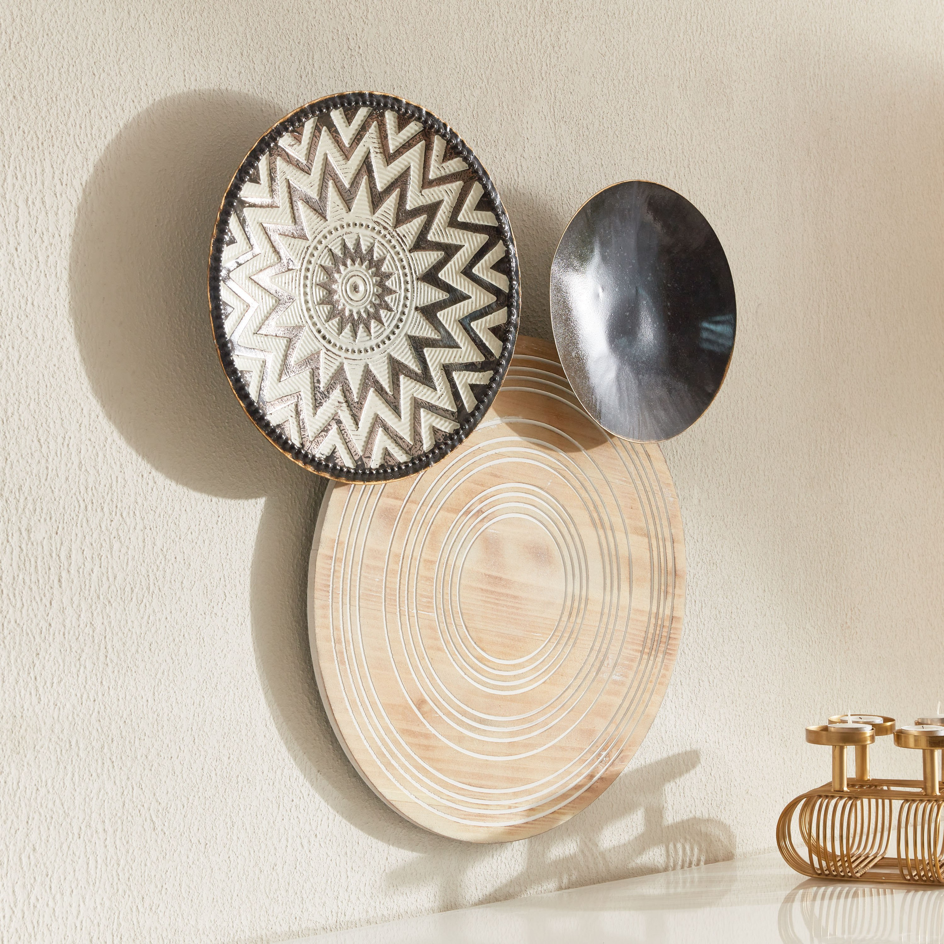 Ema Metal and Wood Wall Decor - 63.5x7x53 cm-hbxdiningroom-walldecor-wallart-image-2