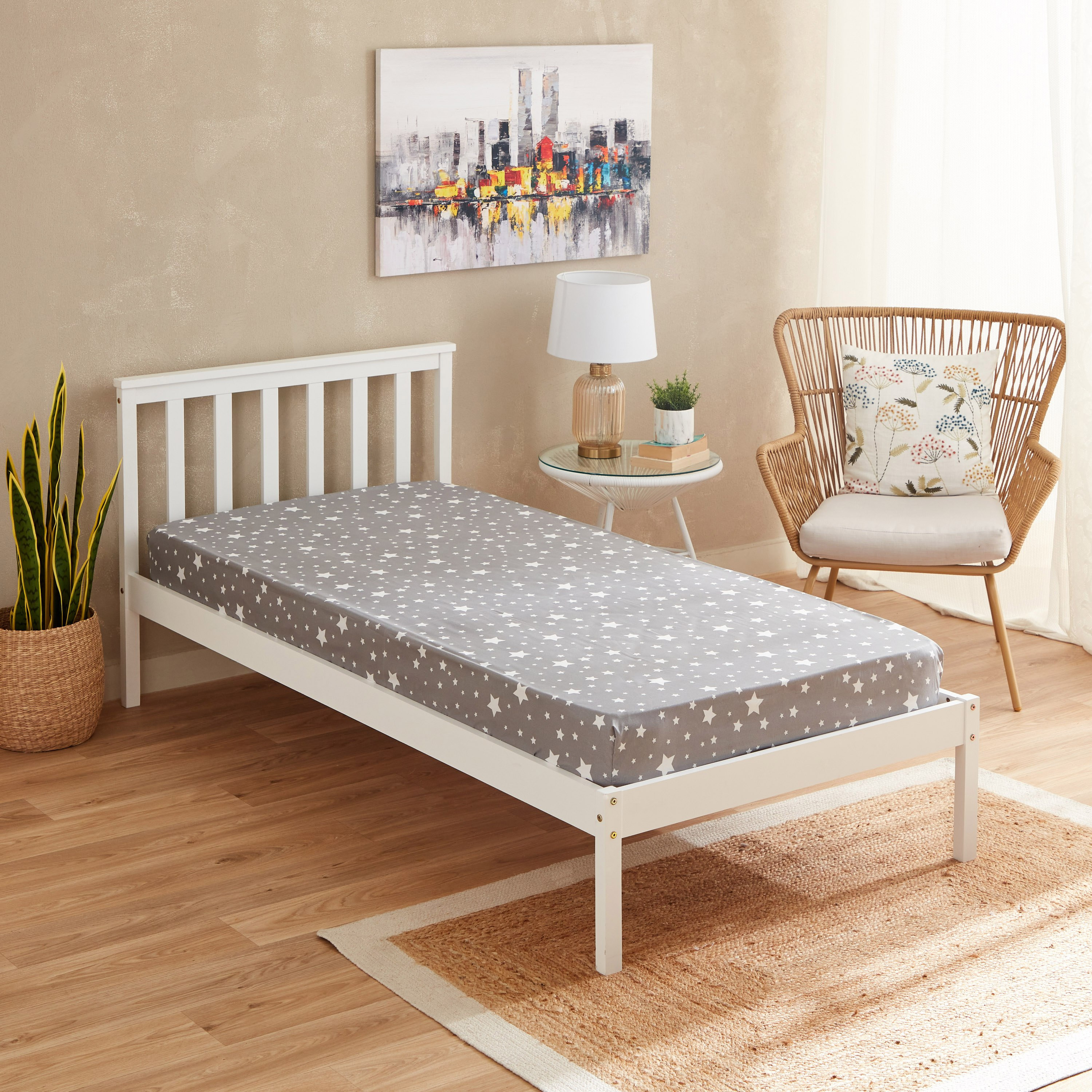 شرشف مطاطي فردي من الألياف الدقيقة بنمط نجوم من سبنسر - 90x190+25 سم-hbxhomeware-hbxkidsandyouth-image-1