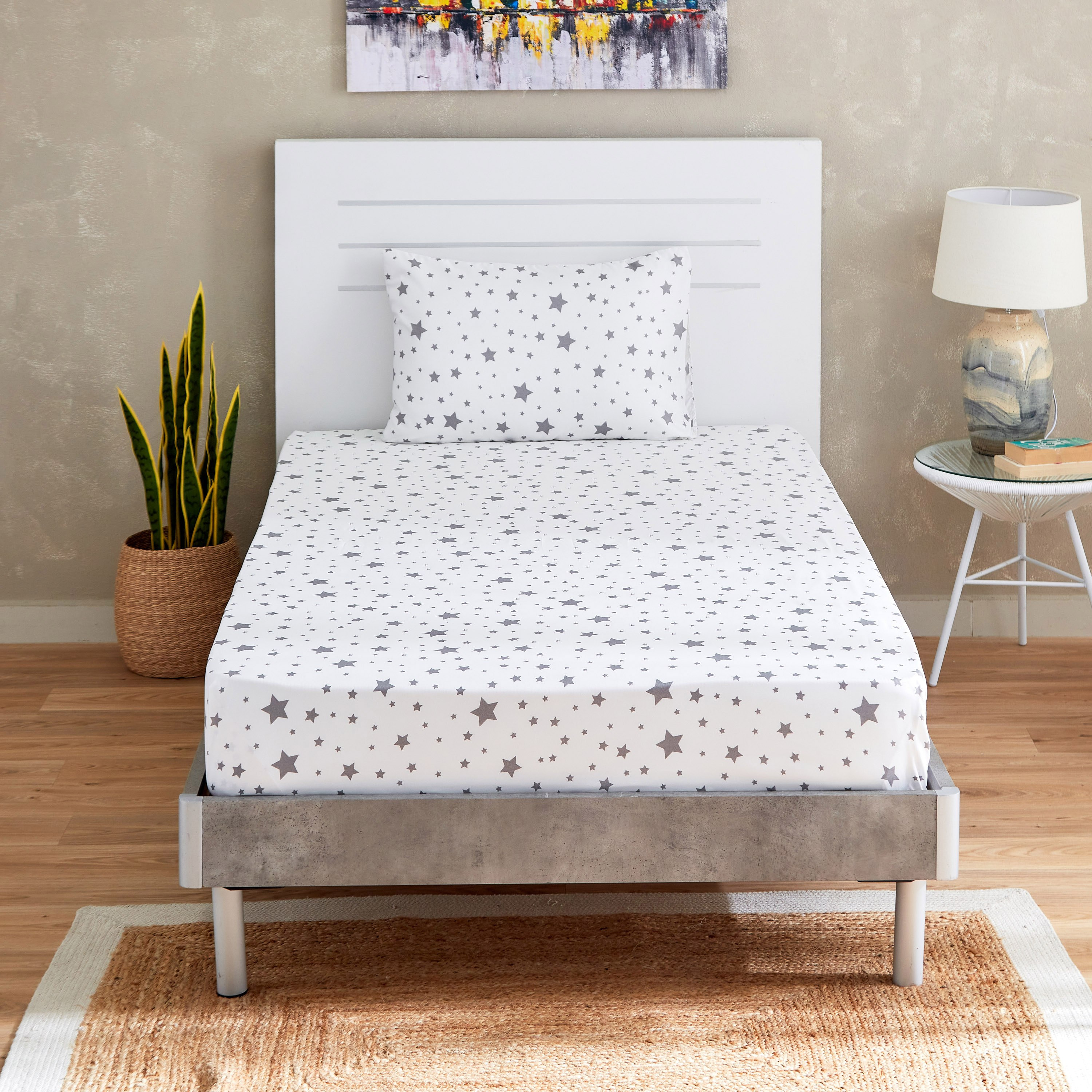 طقم شرشف مسطح مزدوج ألياف دقيقة قطعتين ستار من سبنسر - 160x240 سم-hbxhomeware-hbxkidsandyouth-image-2