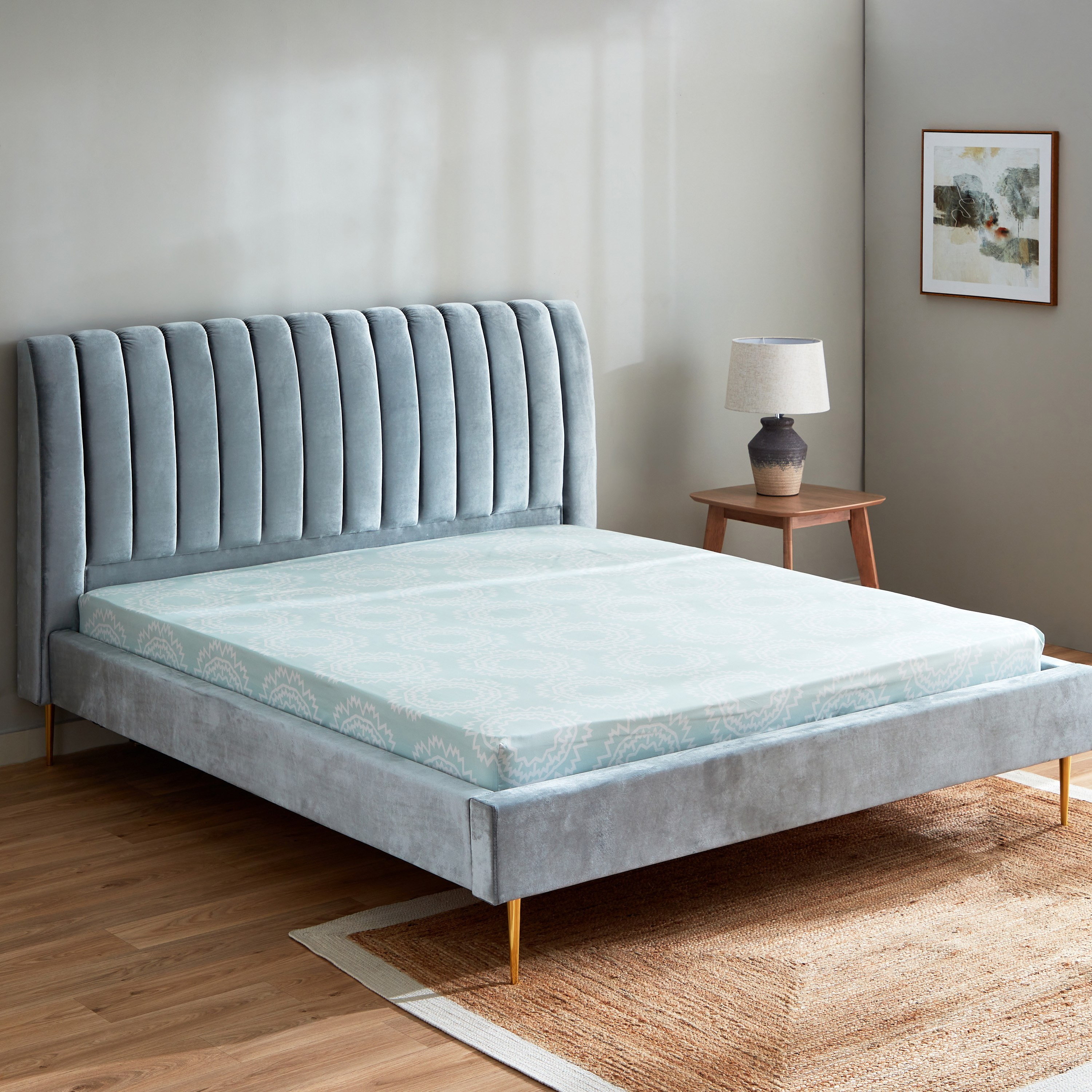 شرشف مطاطي كينج ألياف دقيقة بطبعات من أتلانتا كيارا - 180x200+25 سم-hbxhomeware-hbxbedroom-image-1
