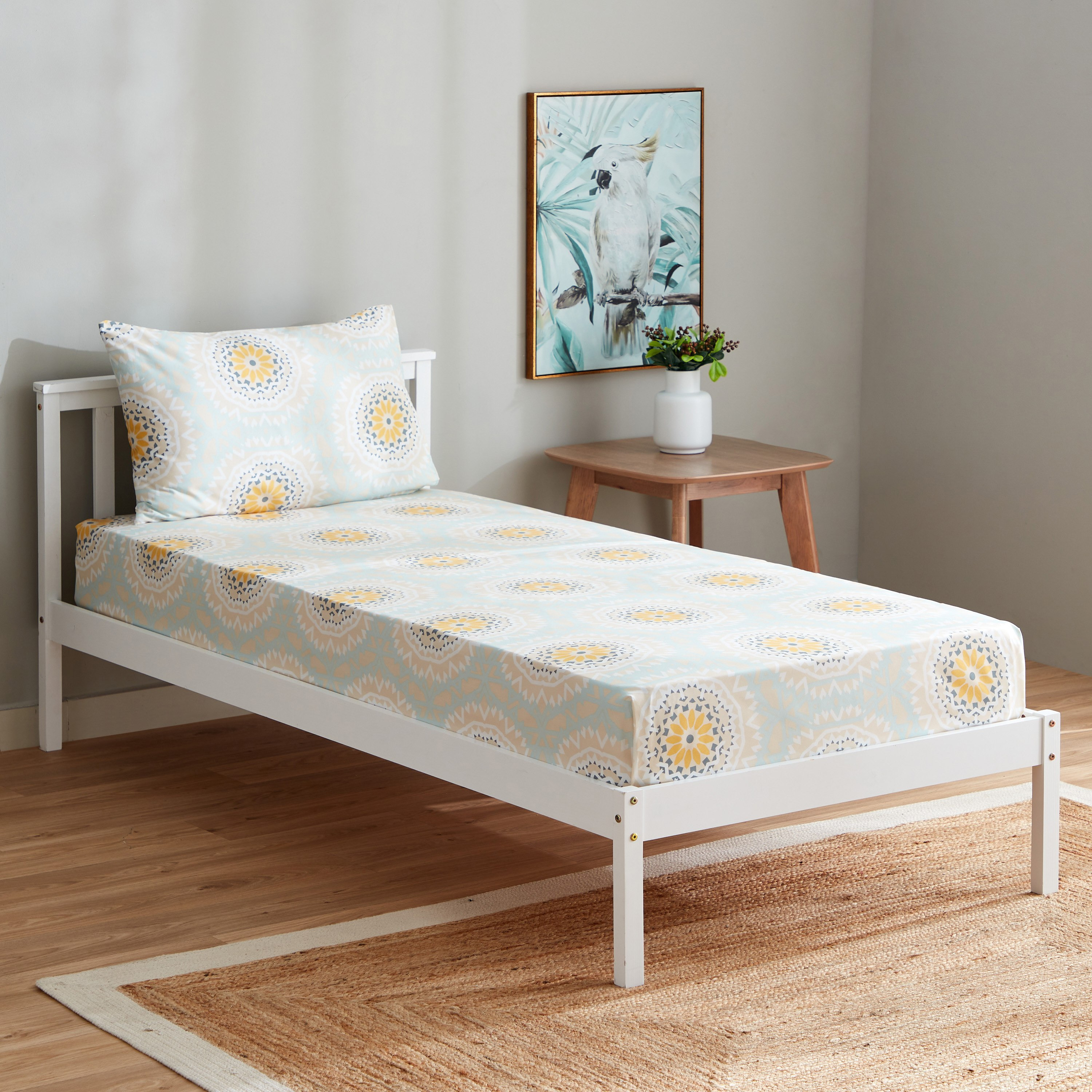 طقم شرشف مسطح فردي قطعتين من الألياف الدقيقة بطبعات من أتلانتا كيارا - 150x260 سم-hbxhomeware-hbxbedroom-image-1