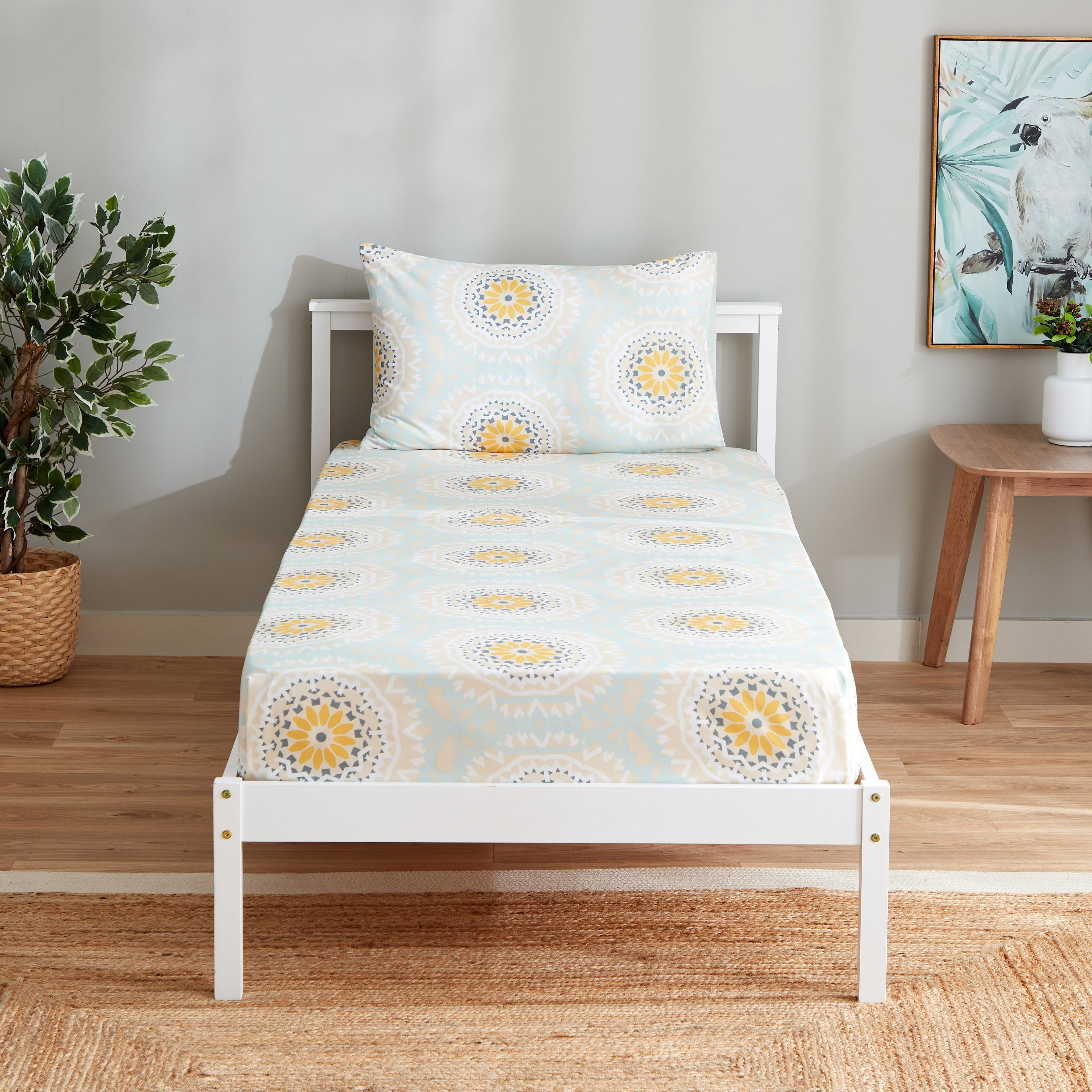طقم شرشف مسطح فردي قطعتين من الألياف الدقيقة بطبعات من أتلانتا كيارا - 150x260 سم-hbxhomeware-hbxbedroom-image-2