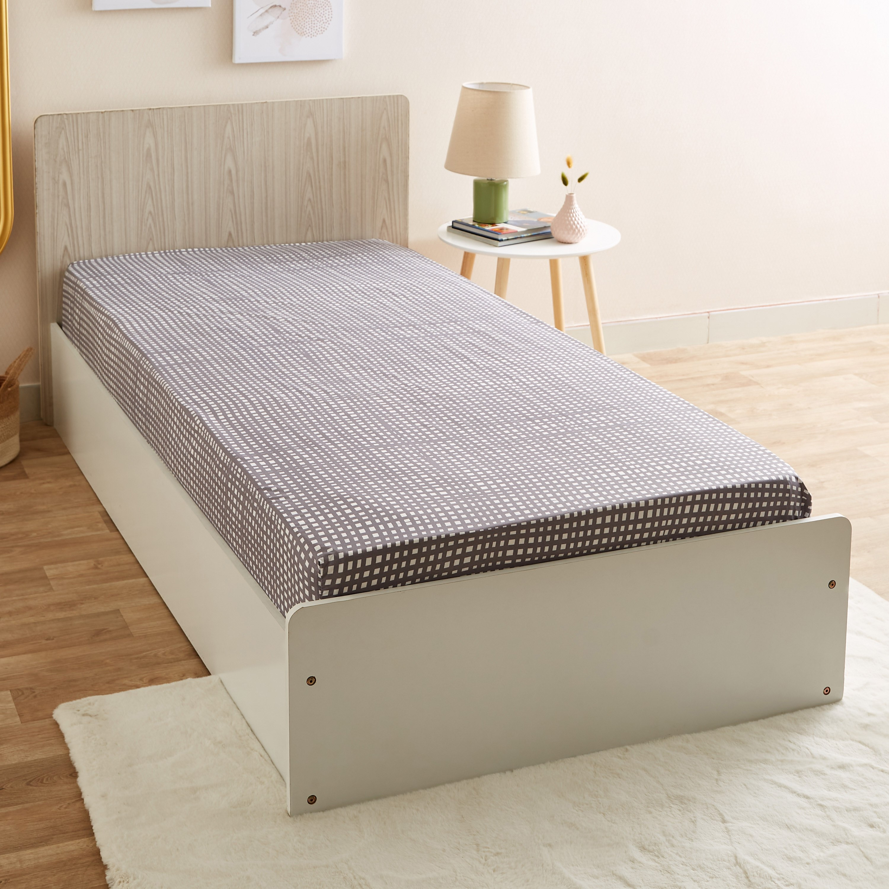 Atlanta Geo Fractals Printed Microfibre Single Fitted Sheet - 90x200+25 cm-hbxhomeware-bedding-fittedsheets-image-1