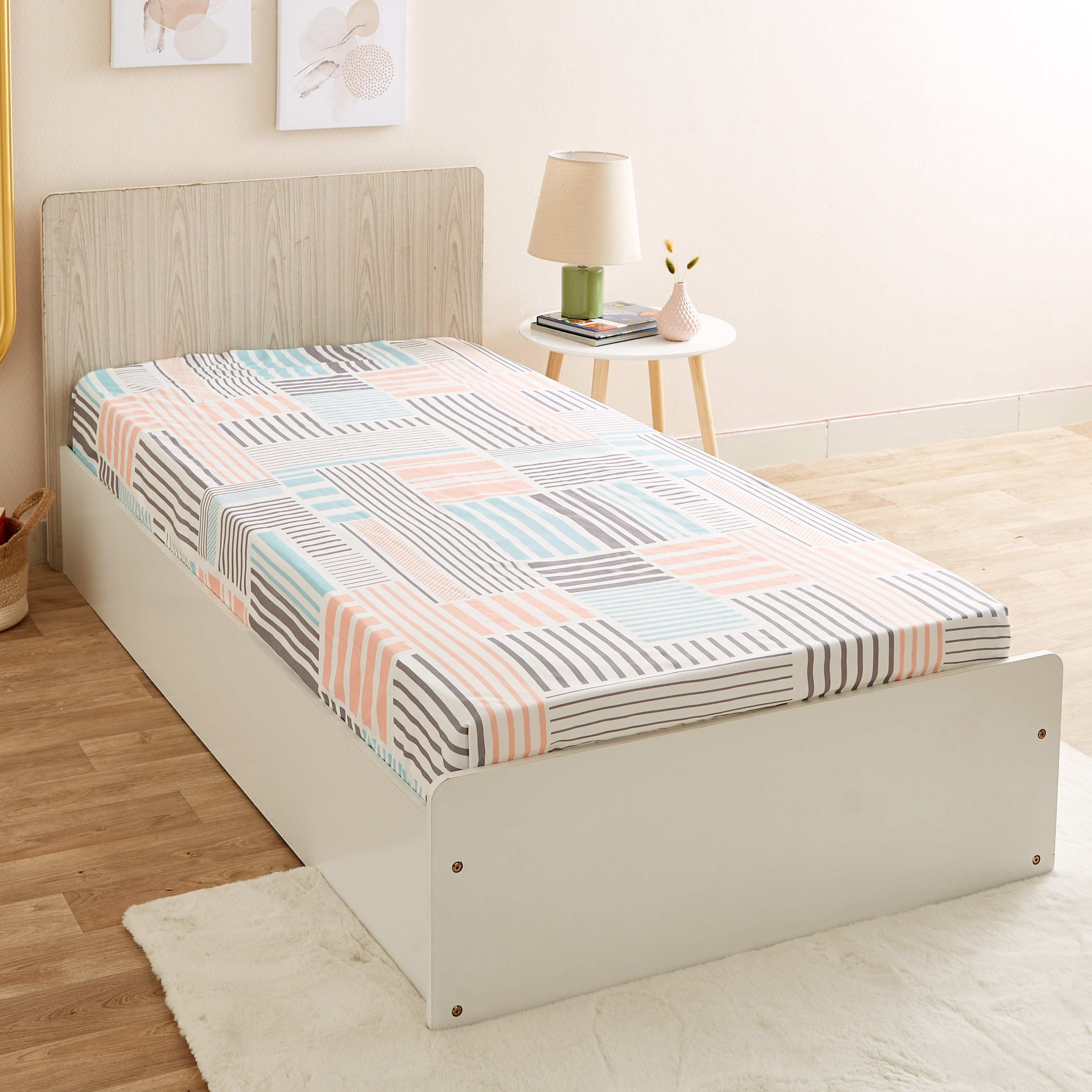 طقم شرشف مسطح فردي من الألياف الدقيقة من قطعتين من أتلانتا جيو فراكتلز - 150x250 سم-hbxhomeware-bedding-flatsheets-image-1