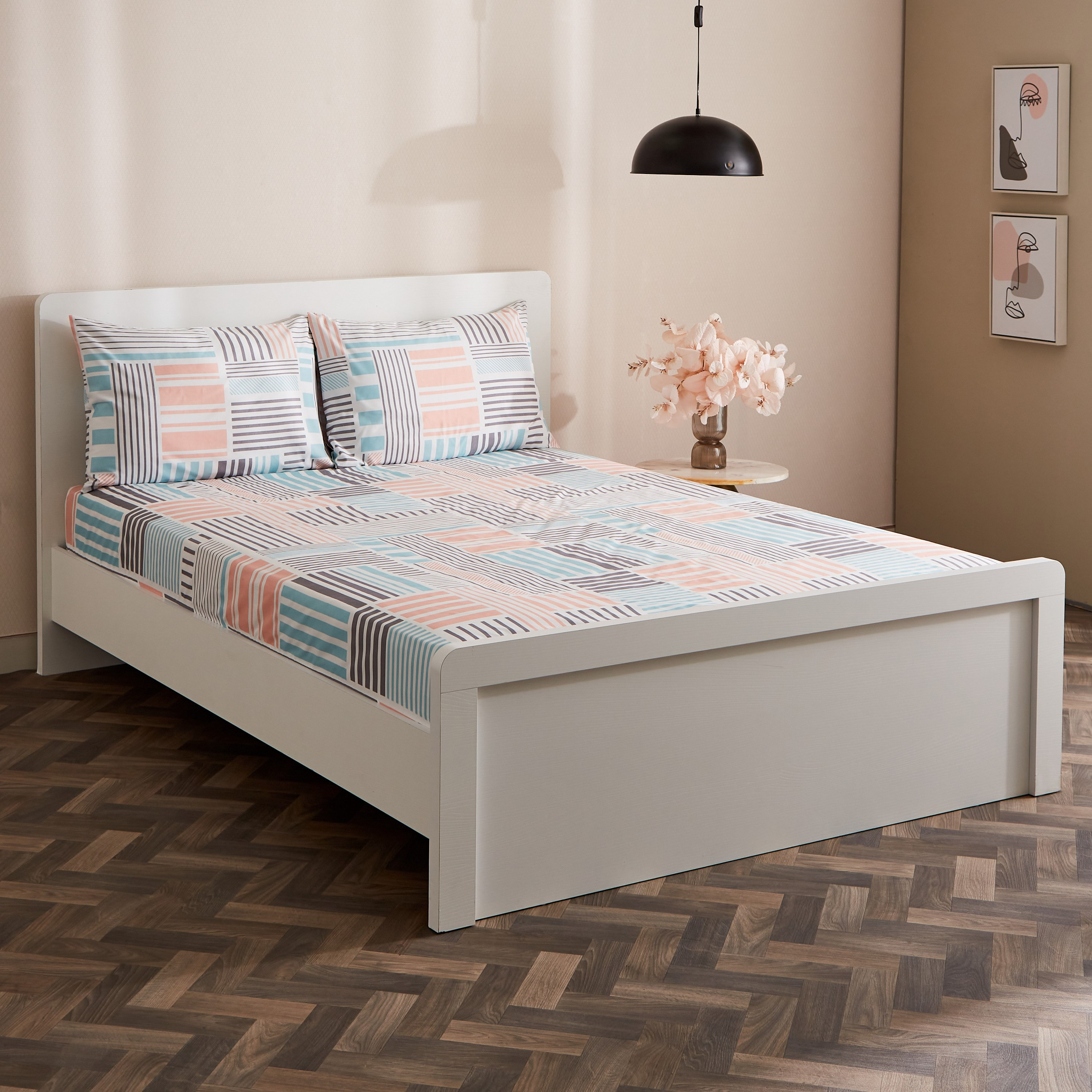 طقم شرشف مسطح كينج ألياف دقيقة بطبعات 3 قطع من أتلانتا جيو فركتلس - 240x250سم-hbxhomeware-hbxbedroom-image-1
