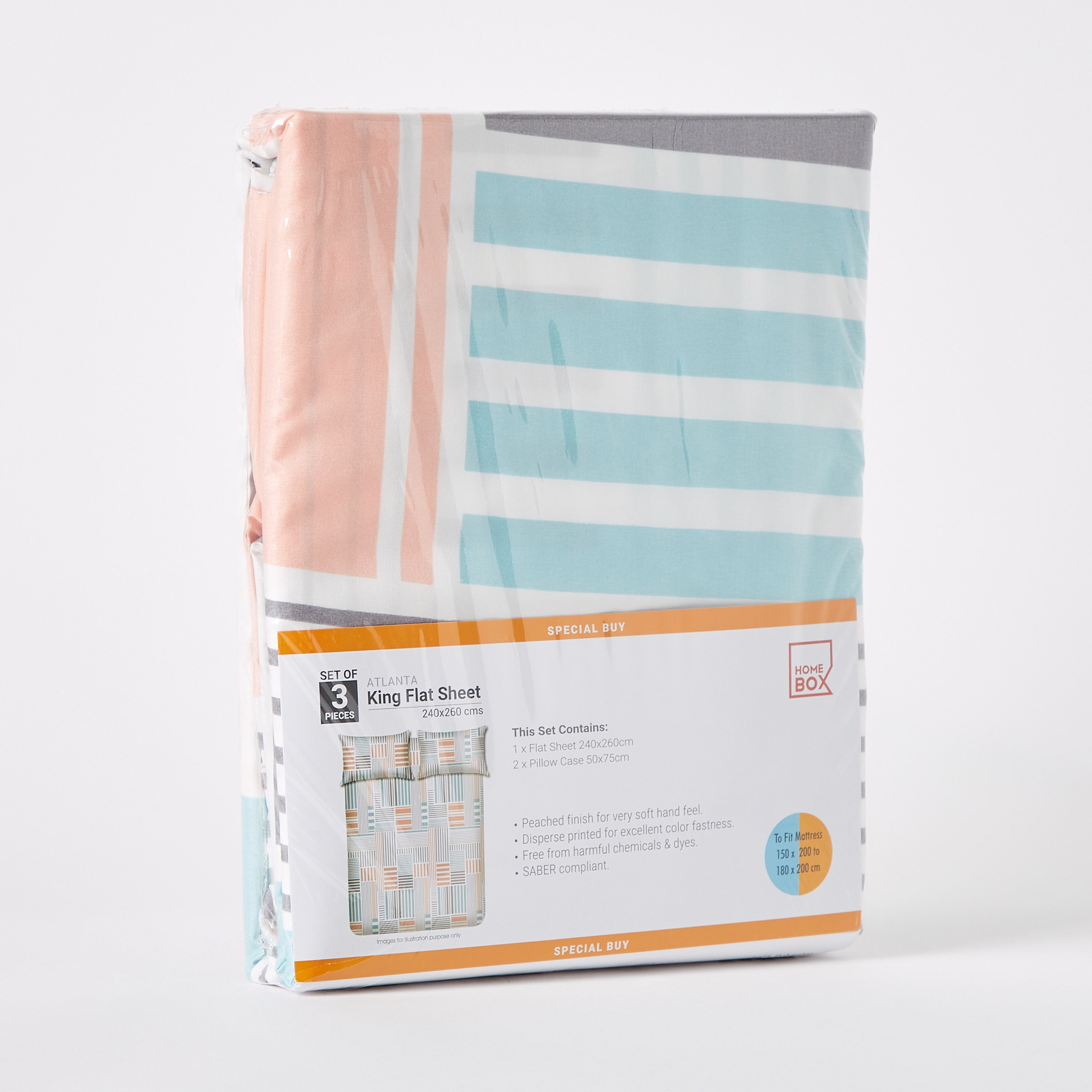 طقم شرشف مسطح كينج ألياف دقيقة بطبعات 3 قطع من أتلانتا جيو فركتلس - 240x250سم-hbxhomeware-hbxbedroom-image-10